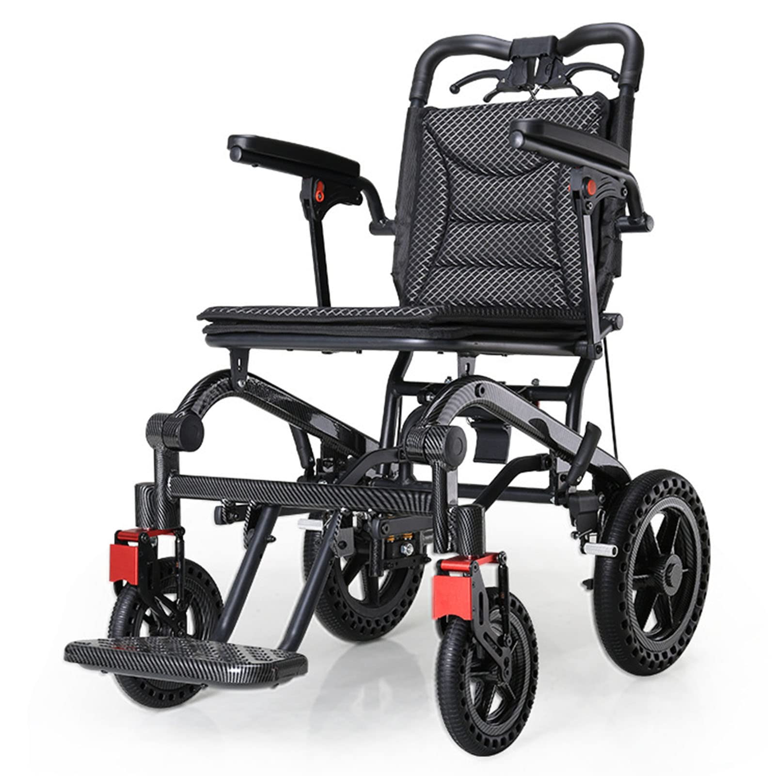 Lightweight Aluminum Folding Wheelchair with Hand Brakes - Flip-Back Arms & Swing-Away Footrests for Elderly & Disabled - Portable Transport Chair for Indoor/Outdoor Use, Travel & Daily Mobility