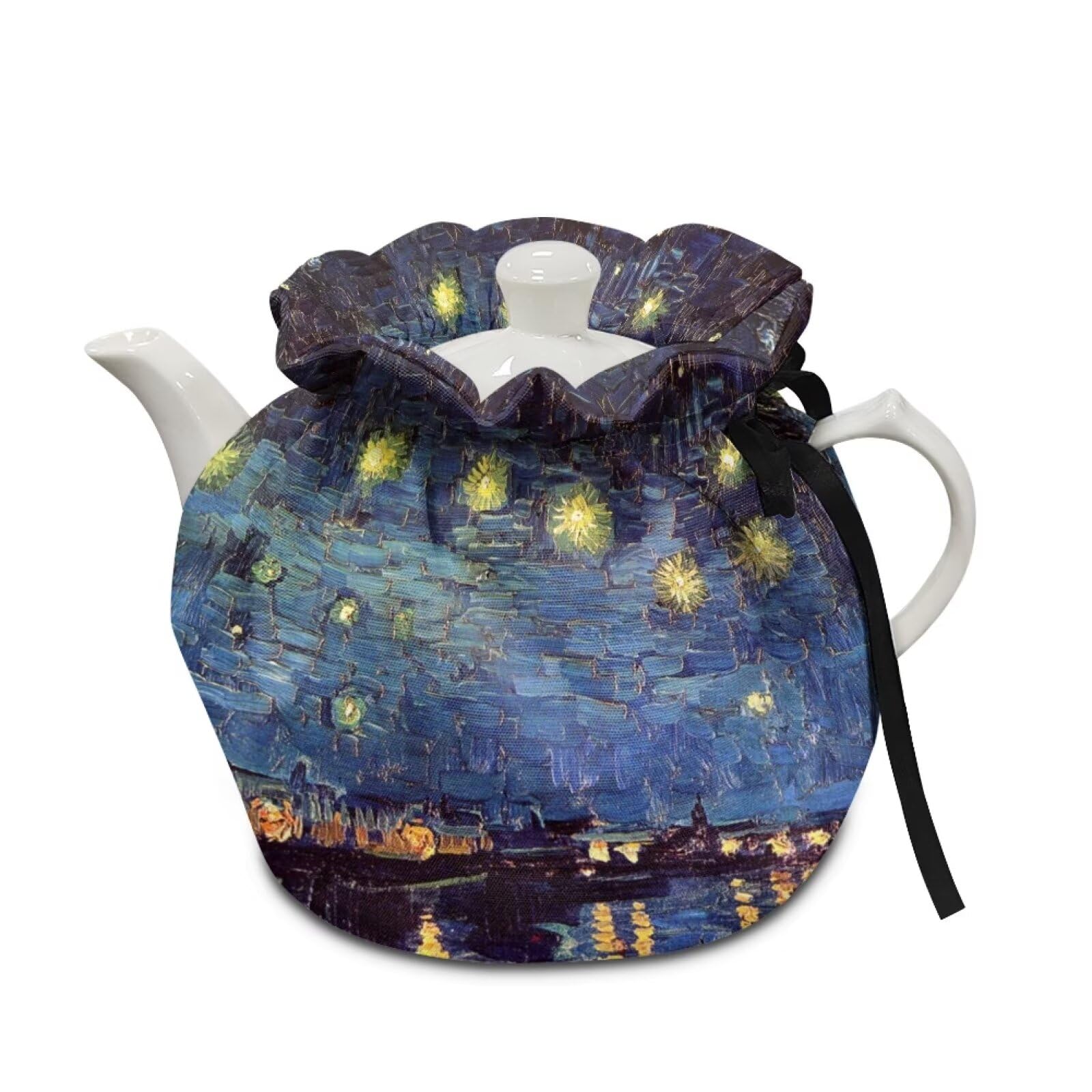 Van Gogh Starry Night Over The Rhone Tea Cozy - Insulated Teapot Cover with Art Print, Vintage Breakfast Warmer for Home & Kitchen, Perfect Gift for Tea Lovers - Use for Afternoon Tea, Coffee Time, or as Decorative Kitchen Accessory