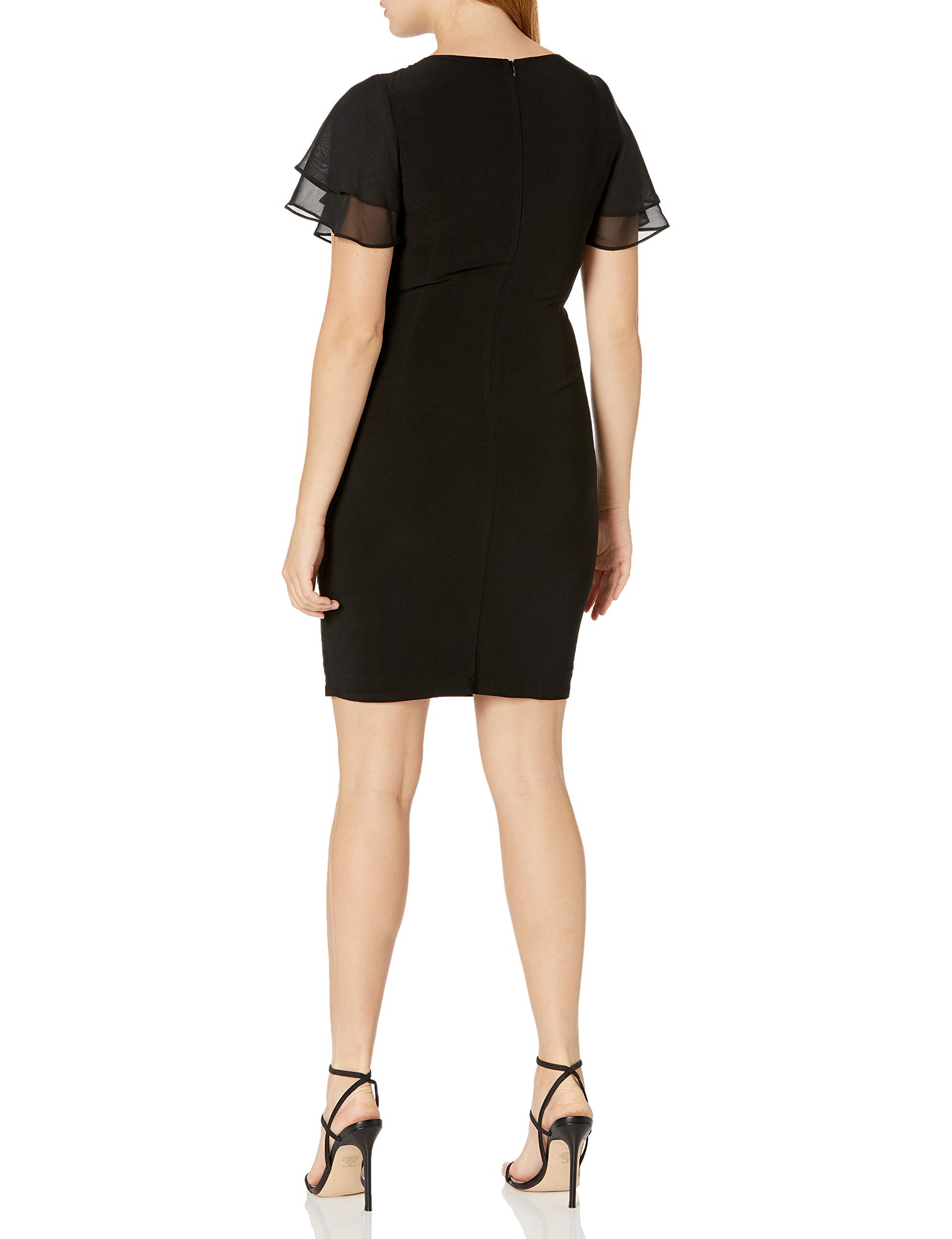Jessica Howard Women's Layered Butterfly Sleeve Side Tuck Sheath Dress with Tulip Wrap Skirt - Elegant Cocktail Party & Wedding Guest Dress for Women