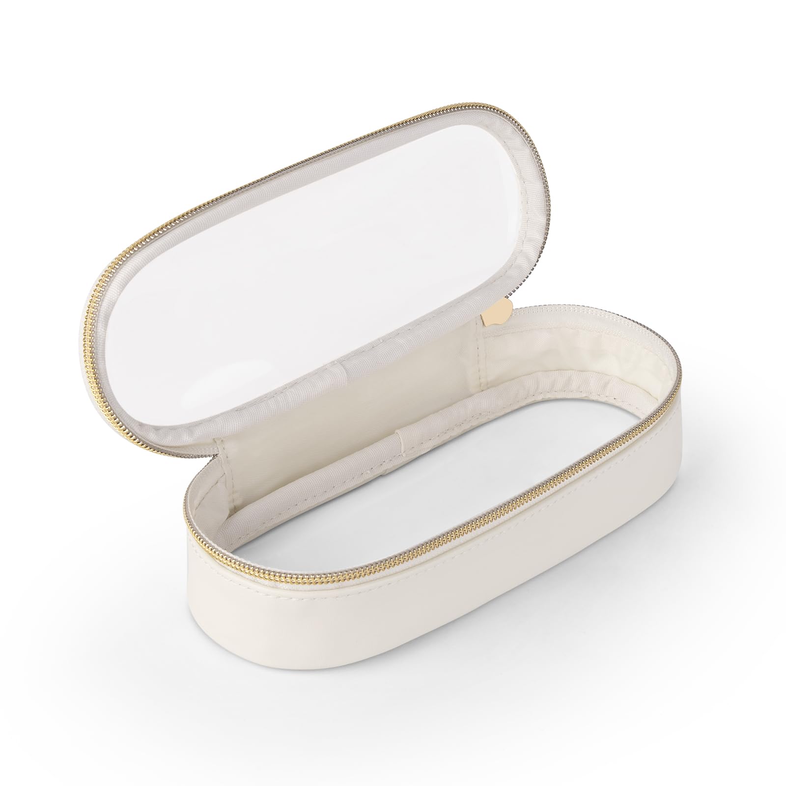 Clear Travel Makeup Brush Holder - Waterproof Leather Cosmetic Case for On-the-Go Beauty