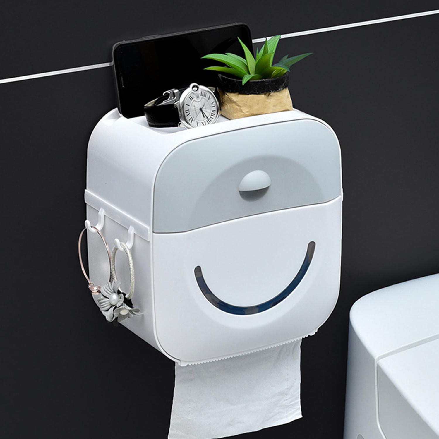 JINYISI Multifunctional Wall Mounted Bathroom Paper Holder with Storage Drawer - Space Saving Toilet Tissue Dispenser for Bathroom, Kitchen & Office Organization