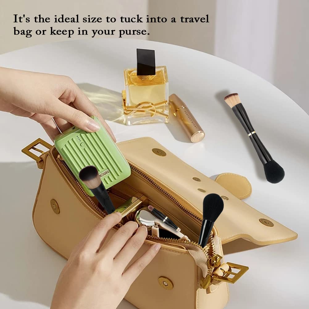 4-in-1 Double Ended Makeup Brush Set - Portable Travel & Detachable for Foundation, Powder, Concealer - Professional Cosmetic Tools for Women