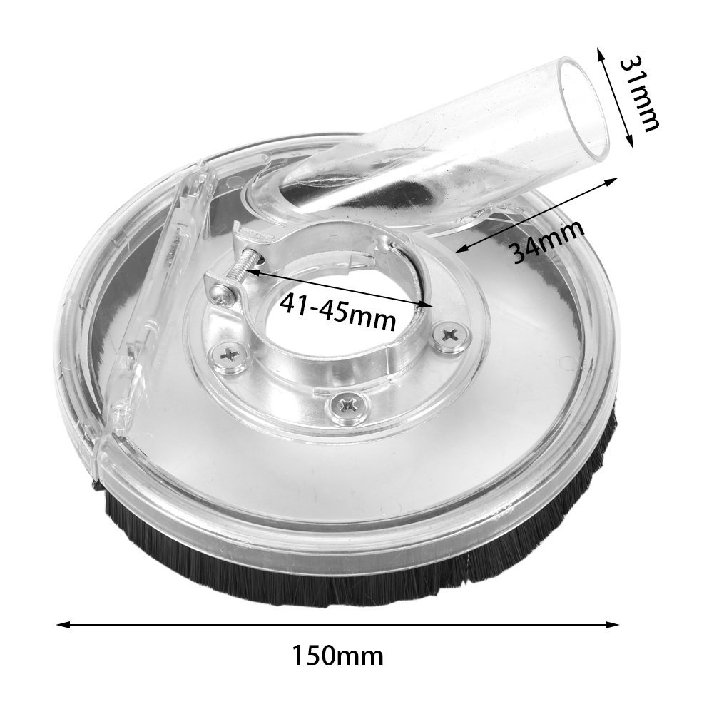 GOTOP 80-125mm Clear Vacuum Dust Shroud for Angle Grinders - Dry Grinding Cover with Dust Collection for Concrete, Tile & Masonry Work - Perfect for Renovation and DIY Projects