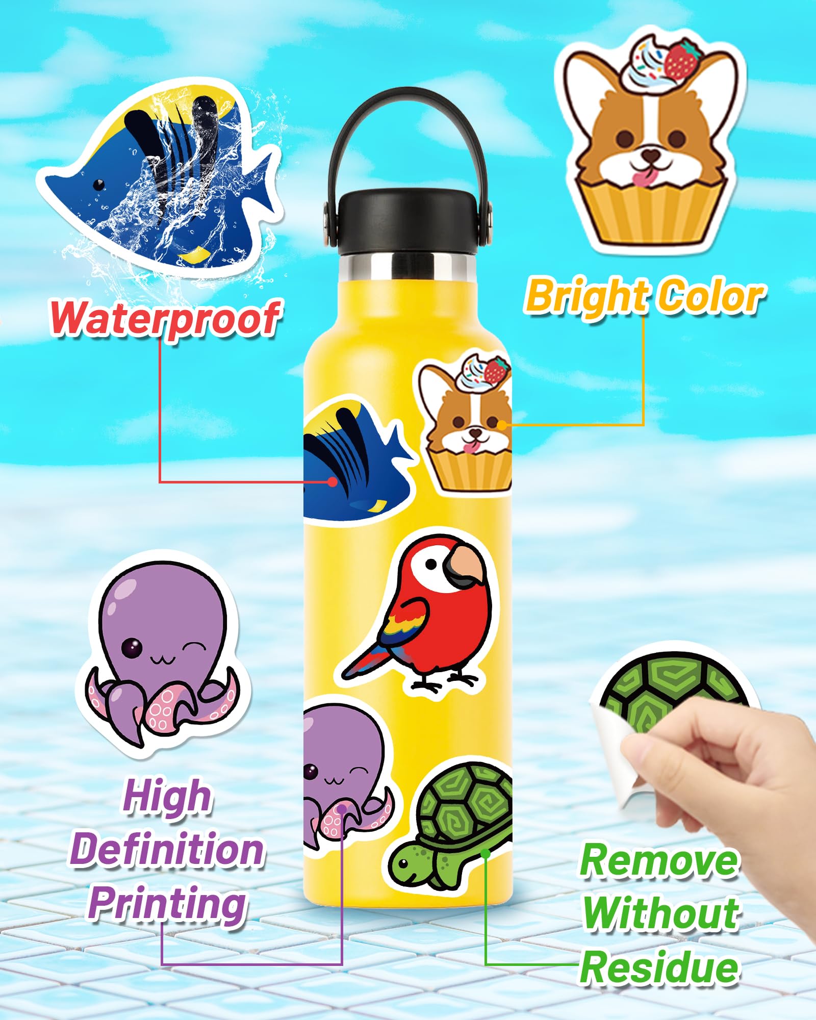 600 PCS Cute Waterproof Vinyl Stickers for Kids & Teens - Kawaii Sticker Pack for Water Bottles, Laptops, Scrapbooks - Perfect for Classroom Prizes, Student Rewards & Teacher Gifts (Fun Decals for School, DIY Crafts & Personalizing Belongings)
