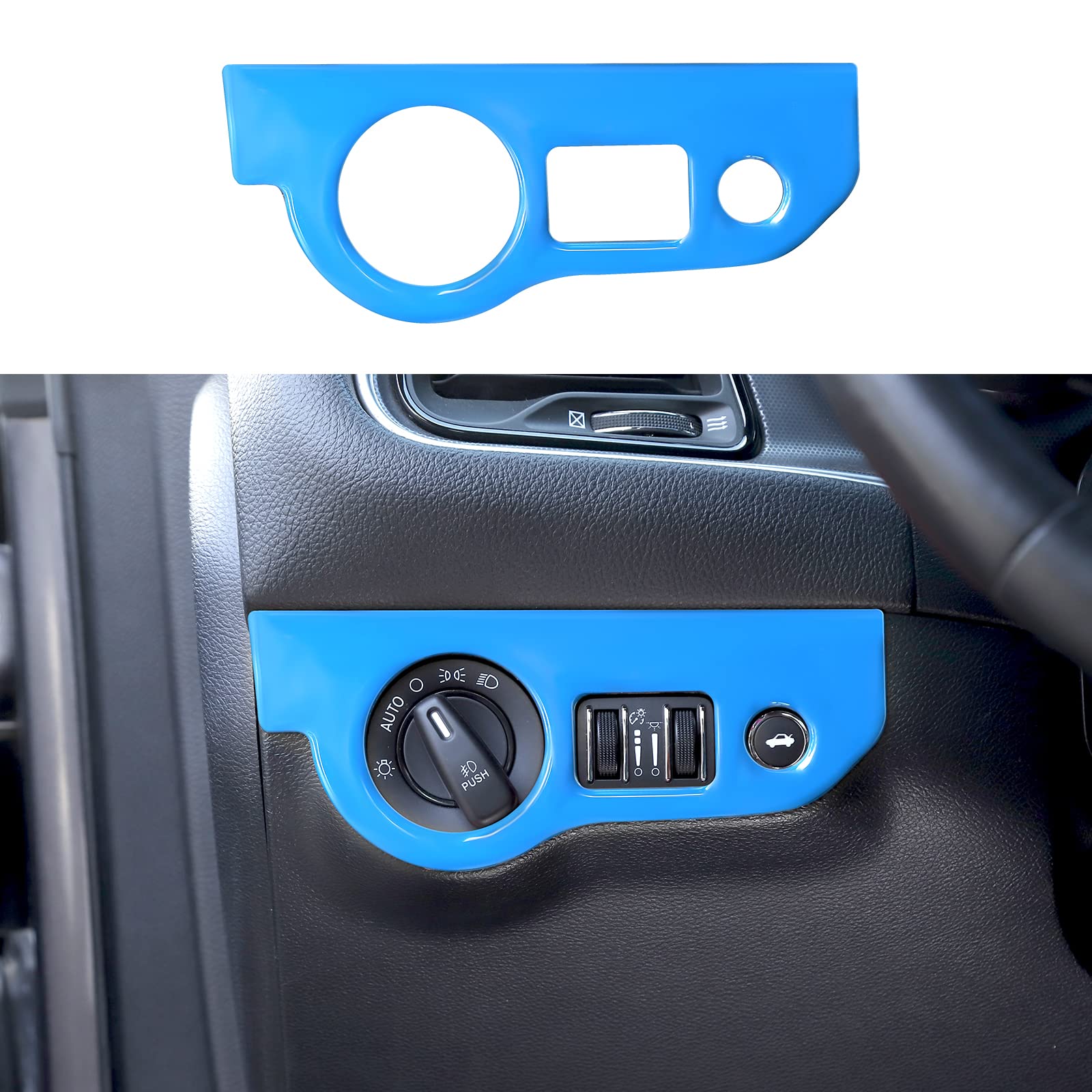 Voodonala ABS Right Blue Headlight Switch Trim for 2015-2023 Dodge Challenger & 2010-2022 Dodge Charger | Replacement Interior Accessory | Perfect for Night Driving & Car Customization