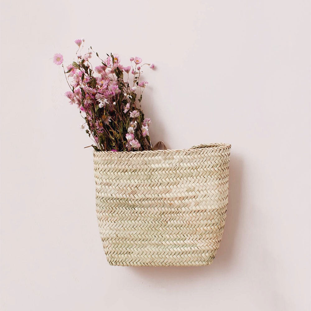 Hanging Wall Basket - Decorative Storage Organizer for Home, Kitchen, Bathroom | Perfect for Plants, Towels & Small Items | Rustic Farmhouse Style Wall Decor
