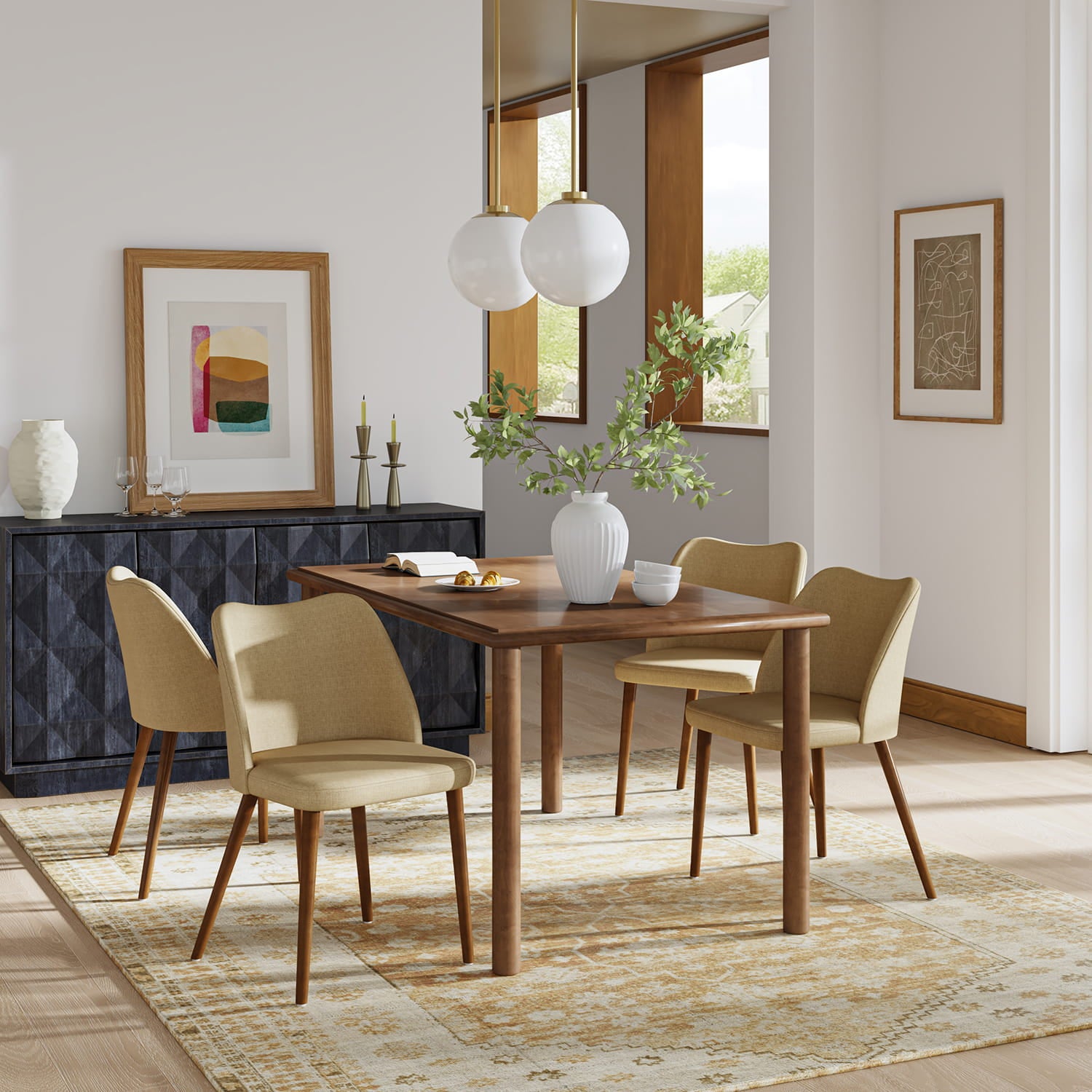 Mid Century Modern Upholstered Dining Chairs - Diana Collection | Stylish Upholstered Side Chairs for Kitchen, Dining Room & Office | Comfortable & Elegant Seating Solution