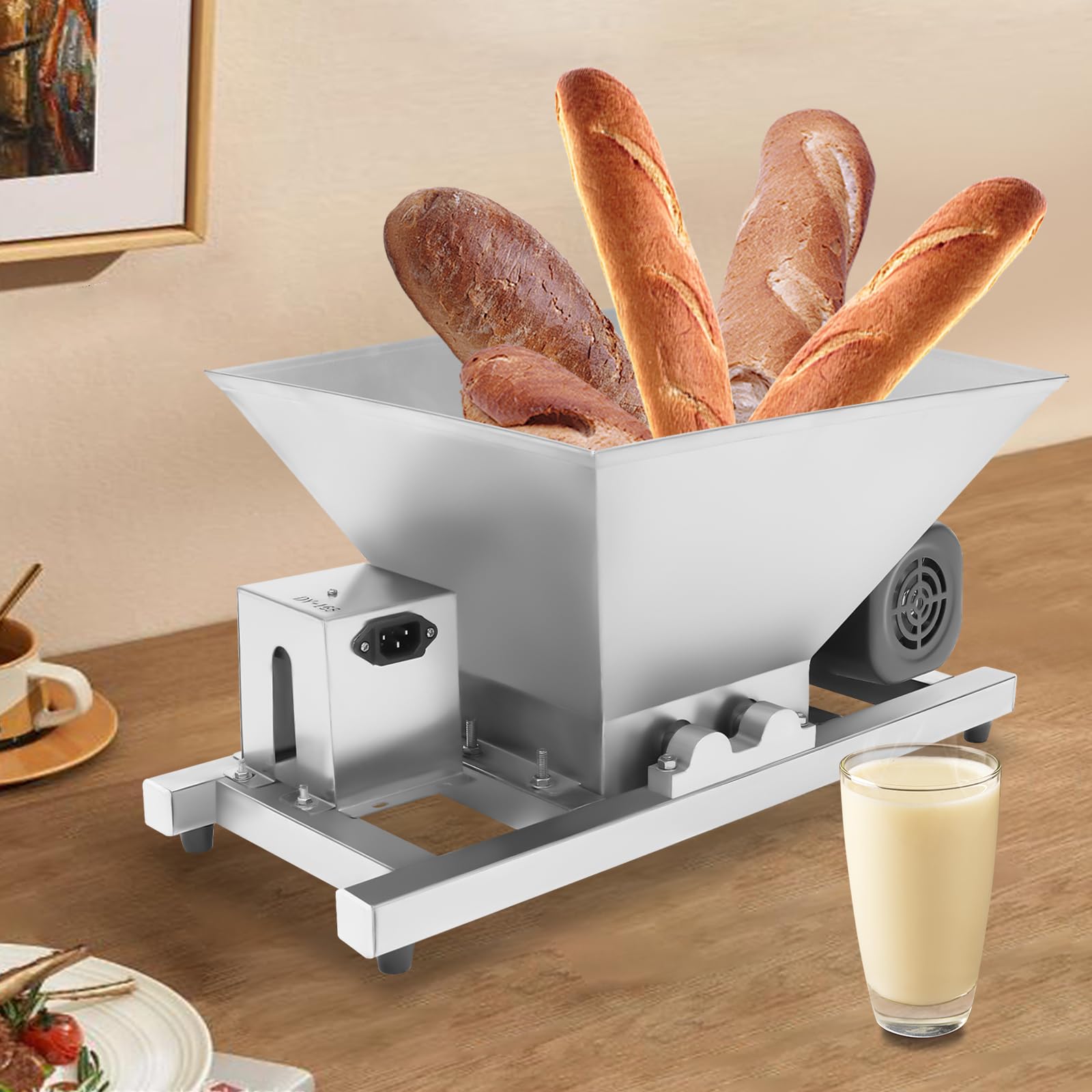 Commercial 4L/1.06Gal Electric Fruit Crusher - 60W 110V Stainless Steel Apple Grinder for Wine, Cider Pressing & Bread Making - Perfect for Home Brewing, Juice Extraction & Large Batch Food Processing
