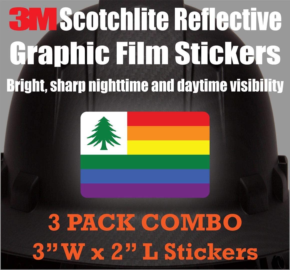 3M Reflective NE Pride Flag Stickers - Safety Decals for Hard Hats, Bikes, Laptops