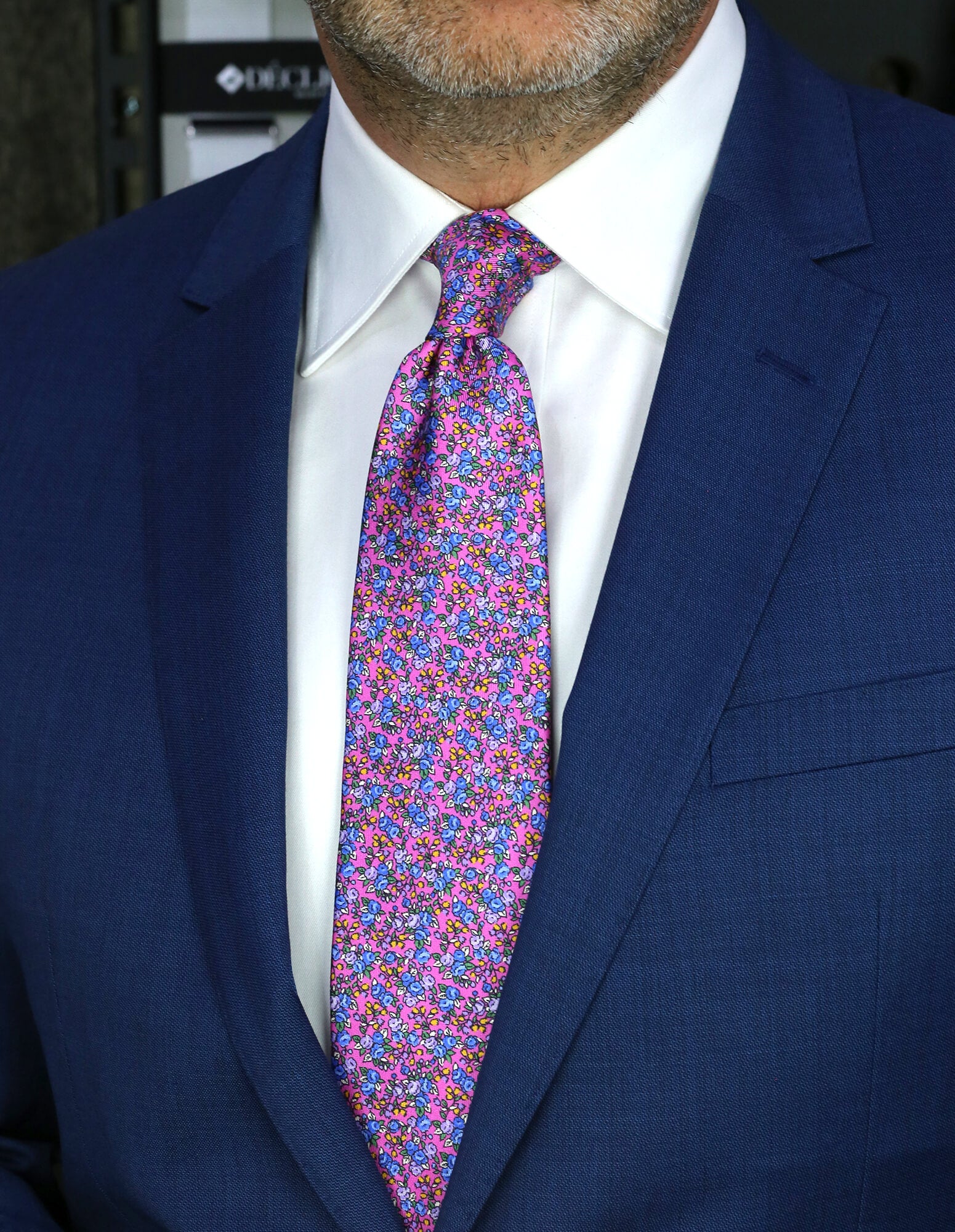 CANTINI Omero Floral Silk Tie for Men - Elegant Pink Floral Pattern Necktie for Weddings, Business & Formal Occasions