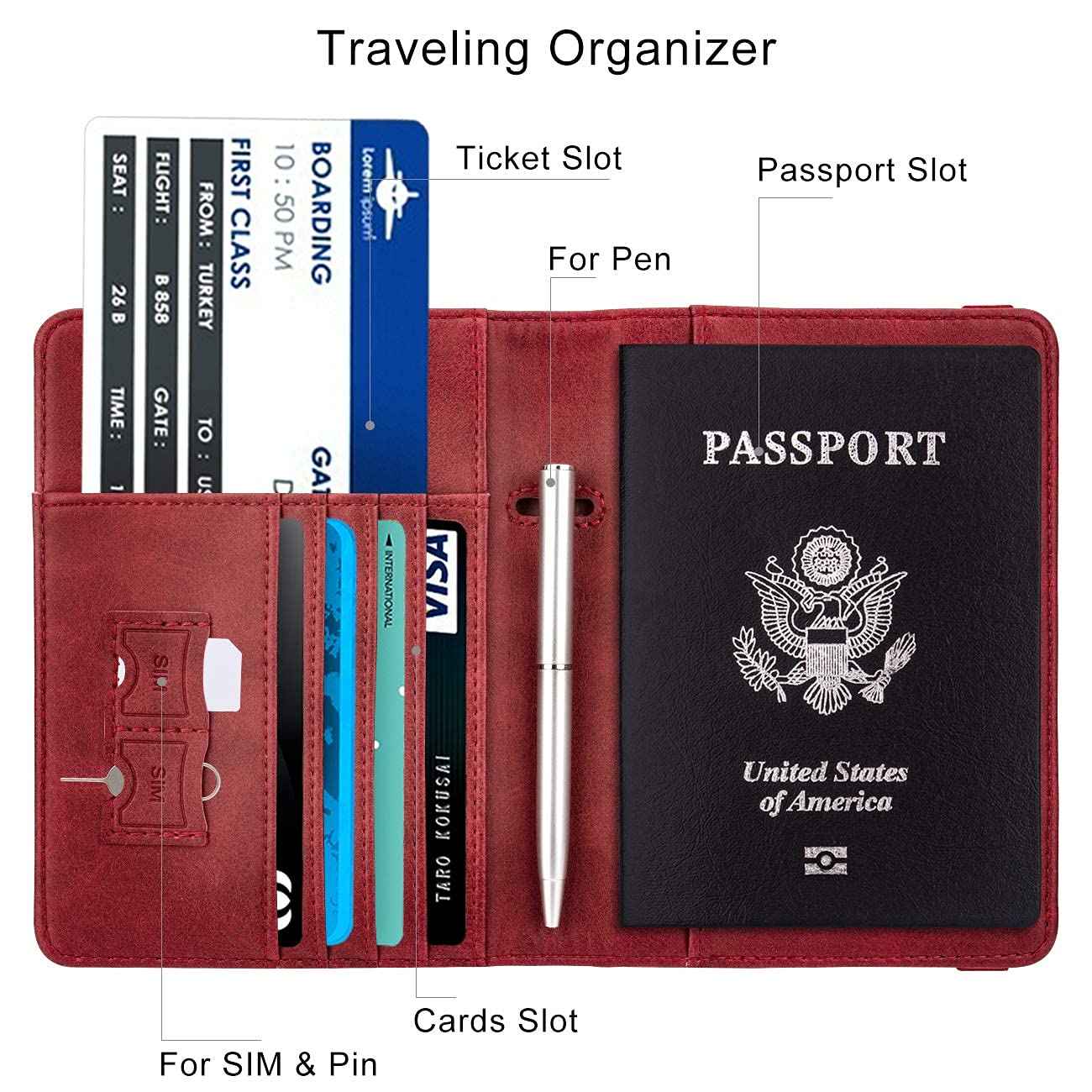 Premium PU Leather Passport Holder & Neck Wallet Travel Organizer Set - RFID Blocking for Secure Travel Accessories | Perfect for International Flights, Vacations & Business Trips