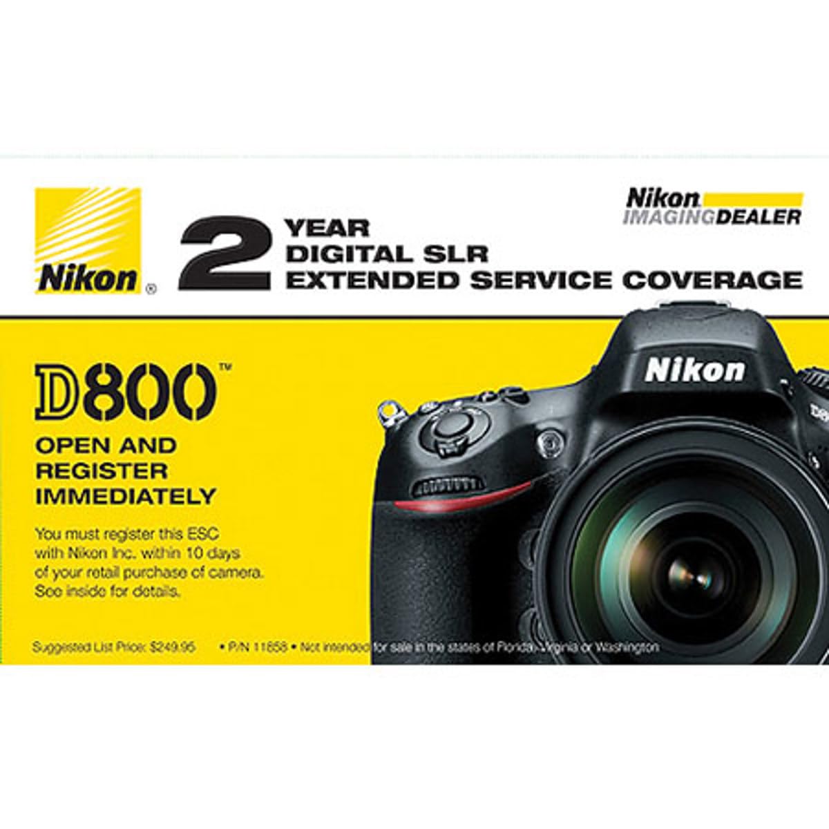 Nikon D800 / D800E Digital SLR Camera Extended Warranty - 2 Year Protection Plan for Professional Photography & Videography