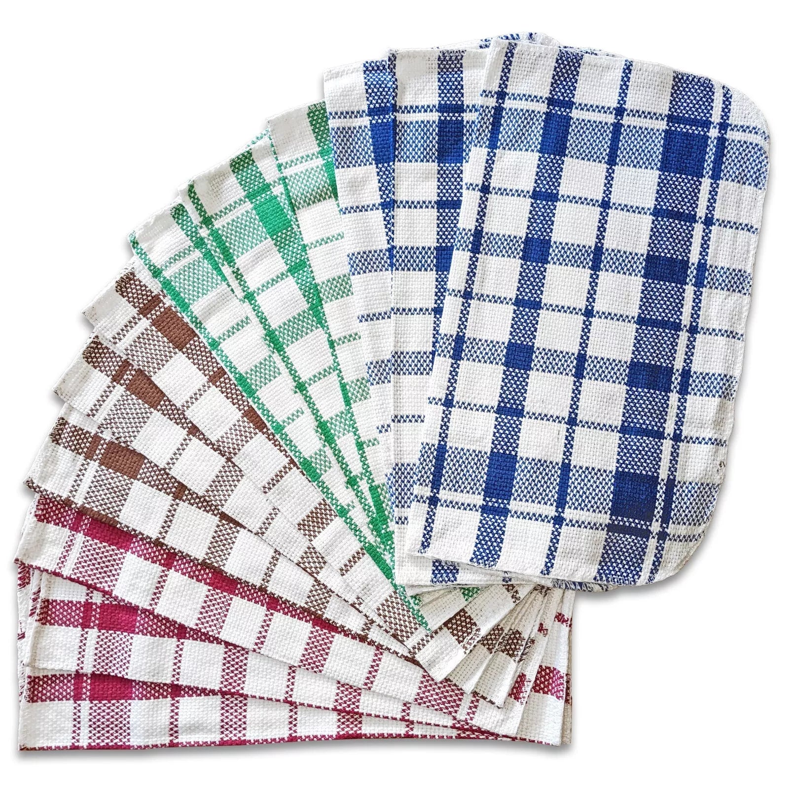 Premium Riggs Oxford Check Dish Cloth Set - 100% Cotton Absorbent Kitchen Towels for Washing Dishes, Cleaning & Drying - Classic Plaid Design for Farmhouse, Rustic & Modern Kitchens
