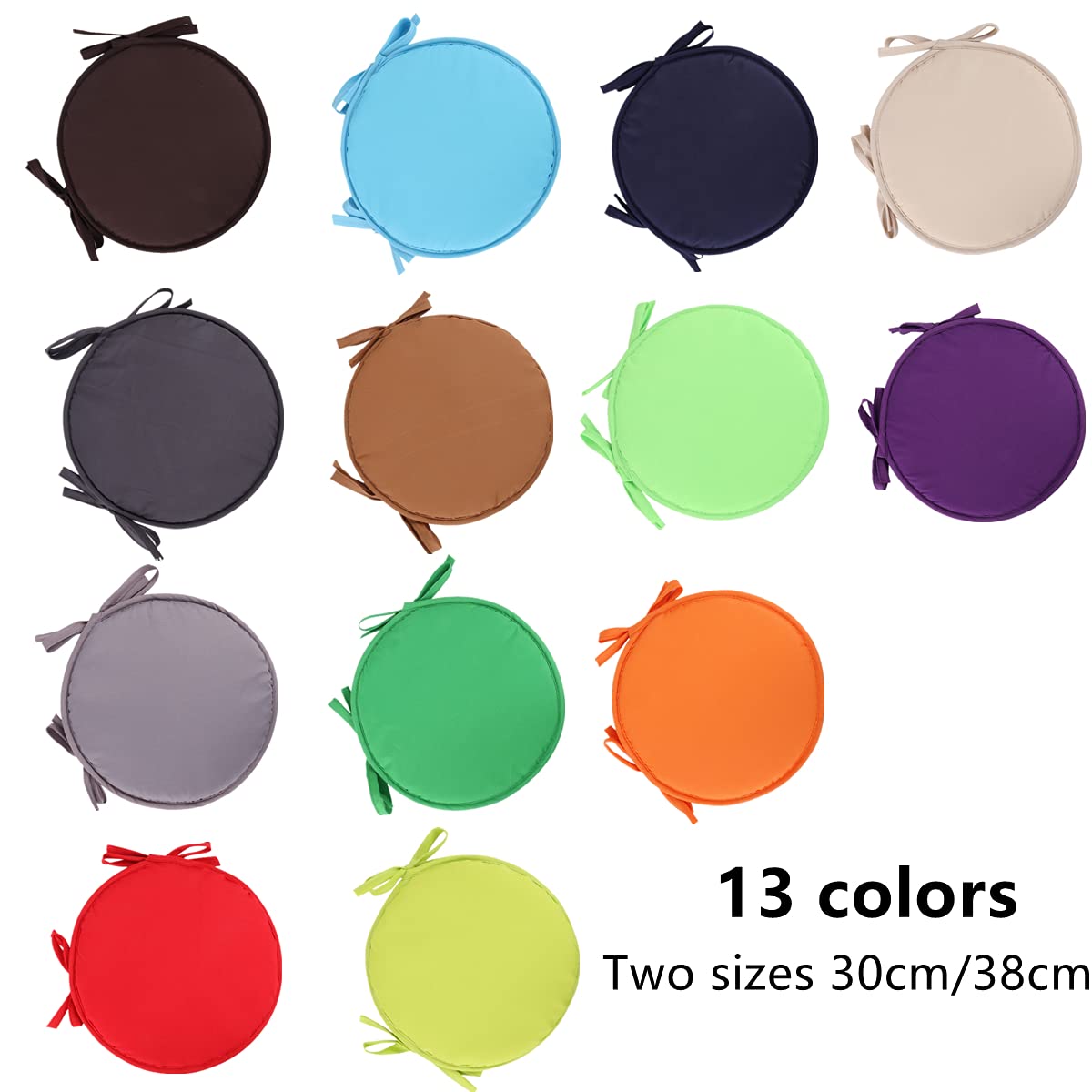Round Seat Cushions for Patio Chairs - 30cm/38cm Waterproof Outdoor Garden Chair Pads with Removable Cover - Perfect for Indoor/Outdoor Use in Garden, Balcony, and Living Room