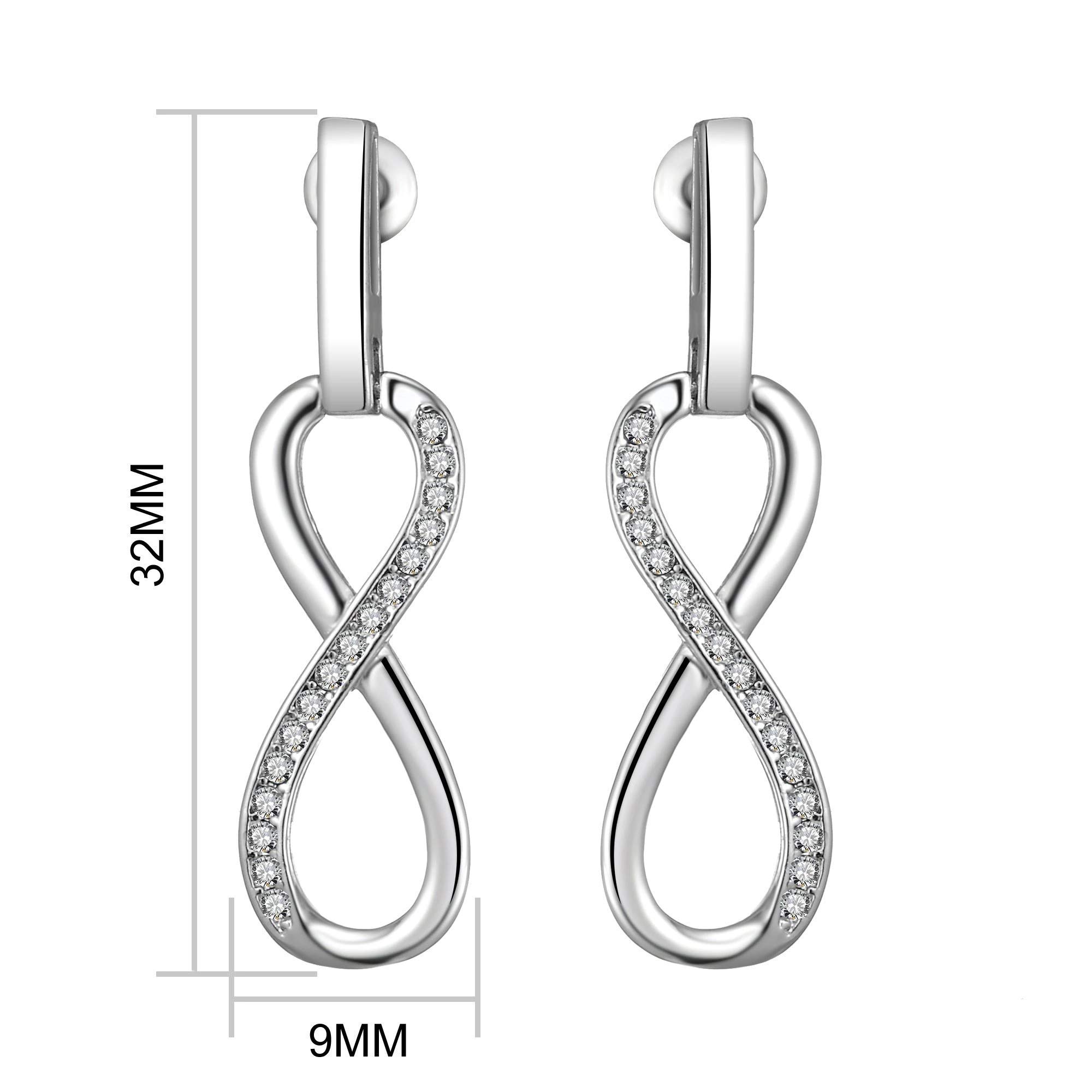 Silver Plated Infinity Drop Earrings with Zirconia® Crystals - Perfect for Parties & Weddings