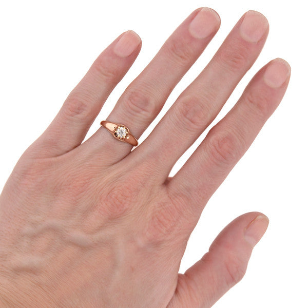 Victorian Style 14kt Gold Diamond Solitaire Engagement Ring 0.49ct - Perfect for Proposals, Anniversaries & Special Occasions