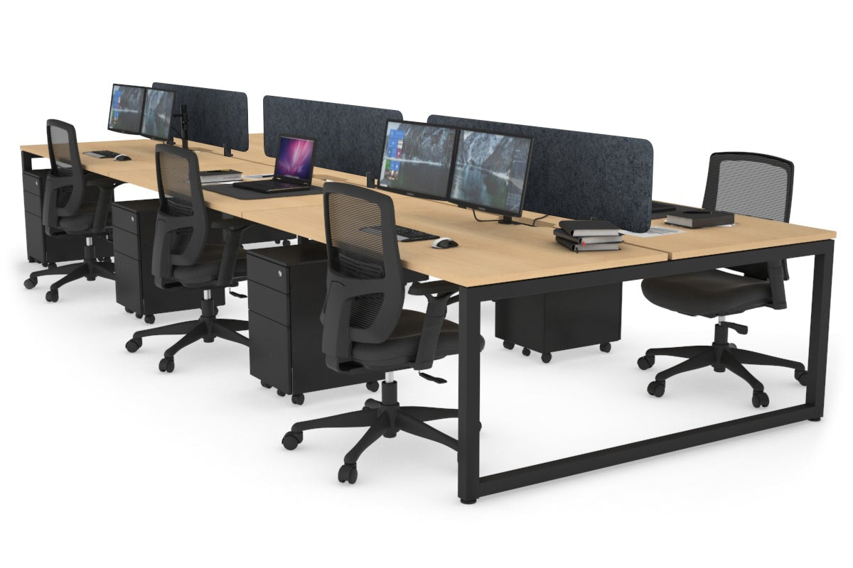 Quadro Loop Legs 6-Person Office Workstation - 1400L x 800W with Cable Management - Perfect for Open Office Layouts & Collaborative Workspaces