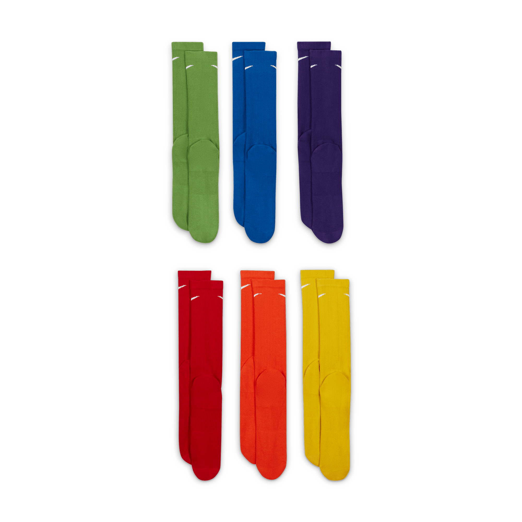 Cushioned Crew Socks 6-Pack Multi-Color - Comfortable Athletic Socks for Men & Women - Perfect for Running, Hiking & Everyday Wear