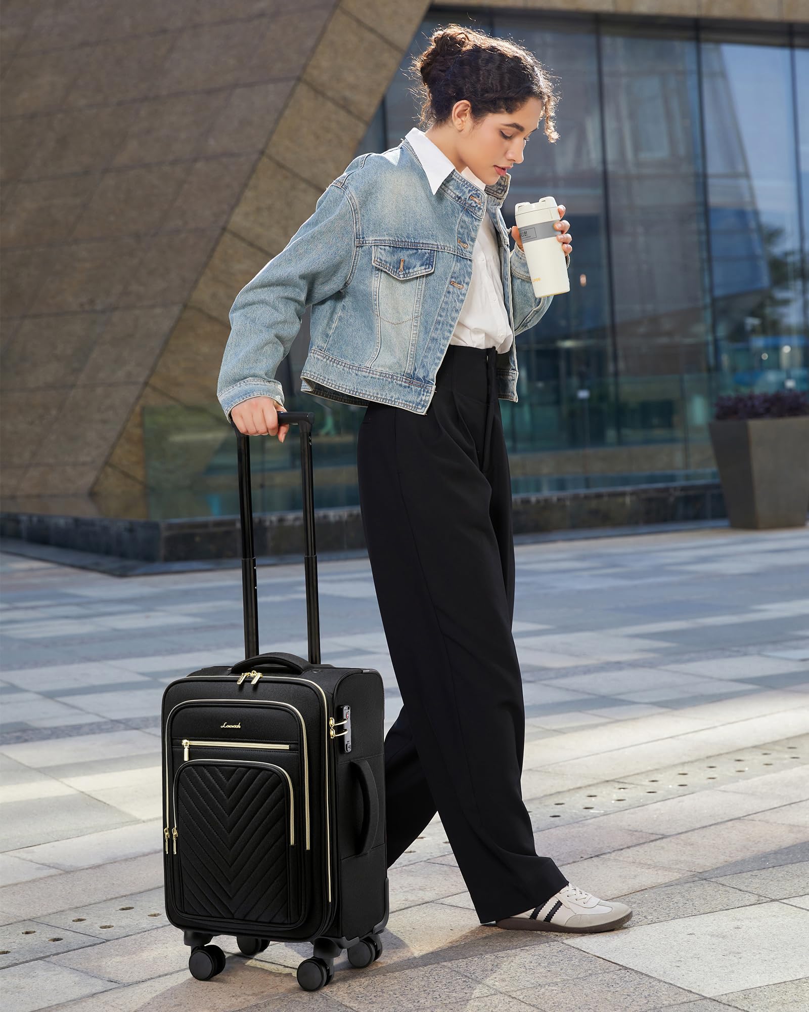 LOVEVOOK 20 Inch Carry On Luggage 22x14x9 Airline Approved - Lightweight Softside Rolling Suitcase with Wheels & TSA Lock for Women & Men - Perfect for Business Travel, Weekend Getaways & Airplane Cabins