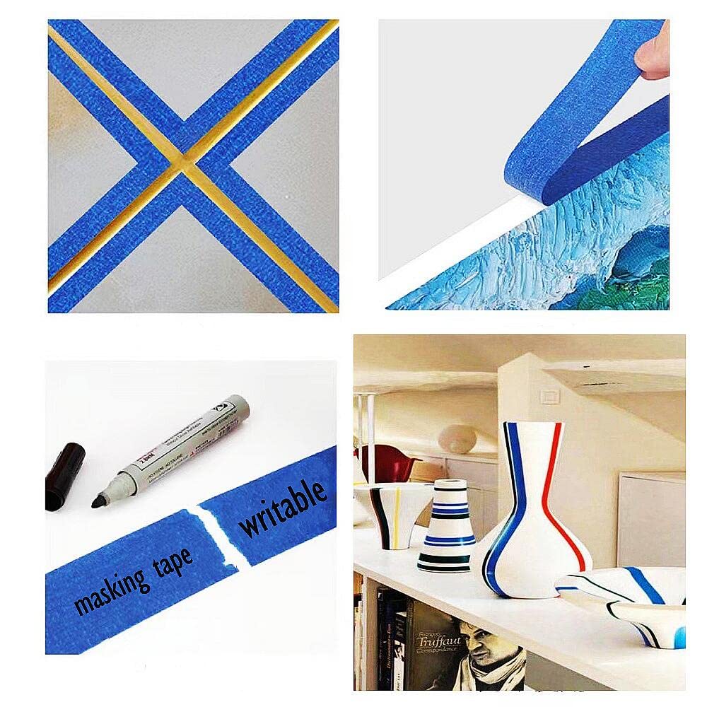 Blue Painters Tape - 3/4 inch x 33 Yards (3 Rolls) - High Adhesion Masking Tape for Painting, DIY Crafts, Labeling & Home Decor - Perfect for Walls, Wood, Glass & School Projects
