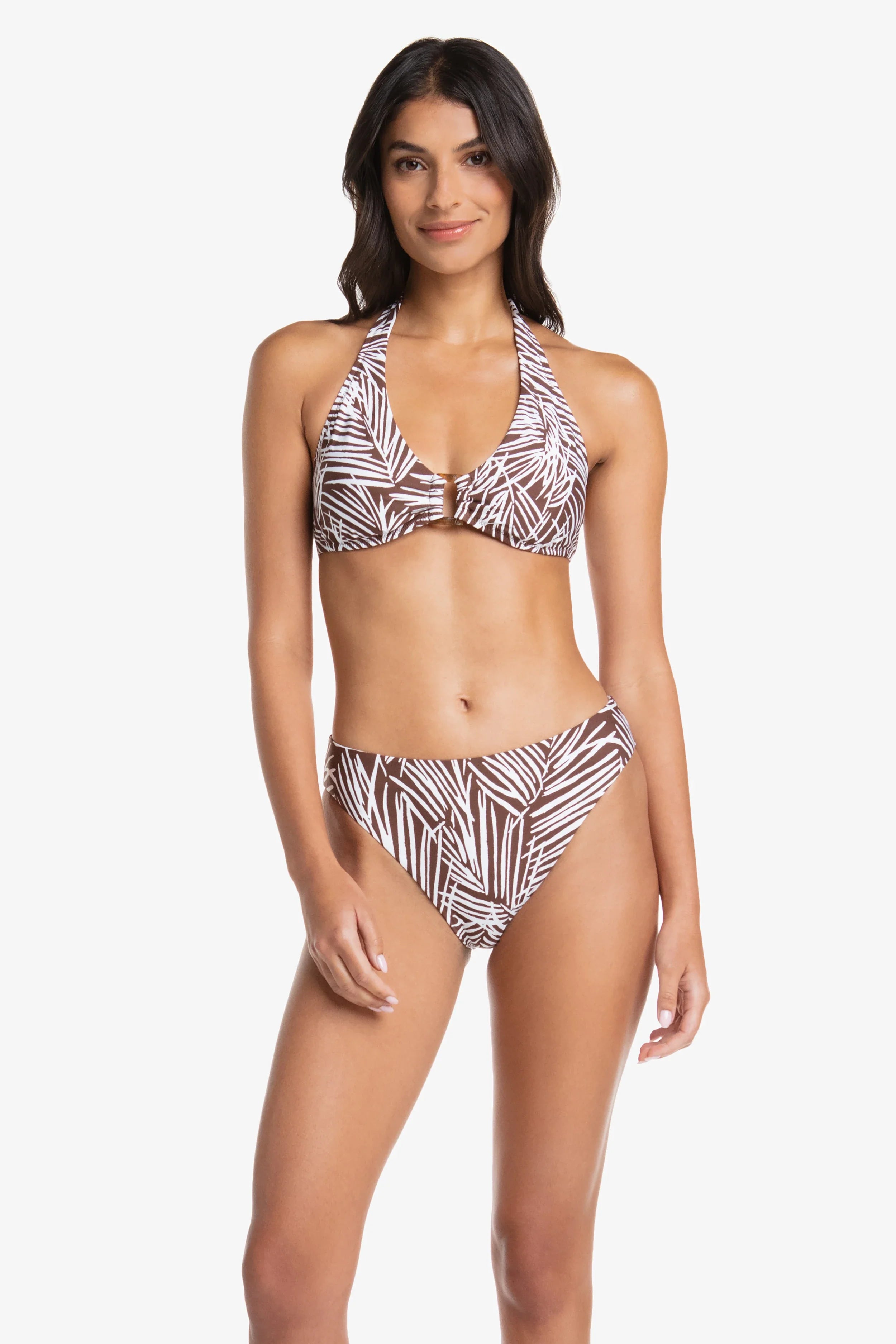 Tortoise Halter Top | Paradise Palm Print Women's Swimwear | Perfect for Beach Vacations & Pool Parties