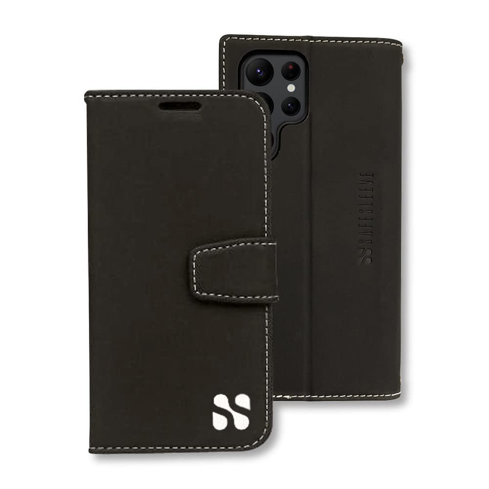 EMF Protection Samsung Galaxy S22 Ultra Case - RFID Blocking Wallet & Stand for Work & Travel