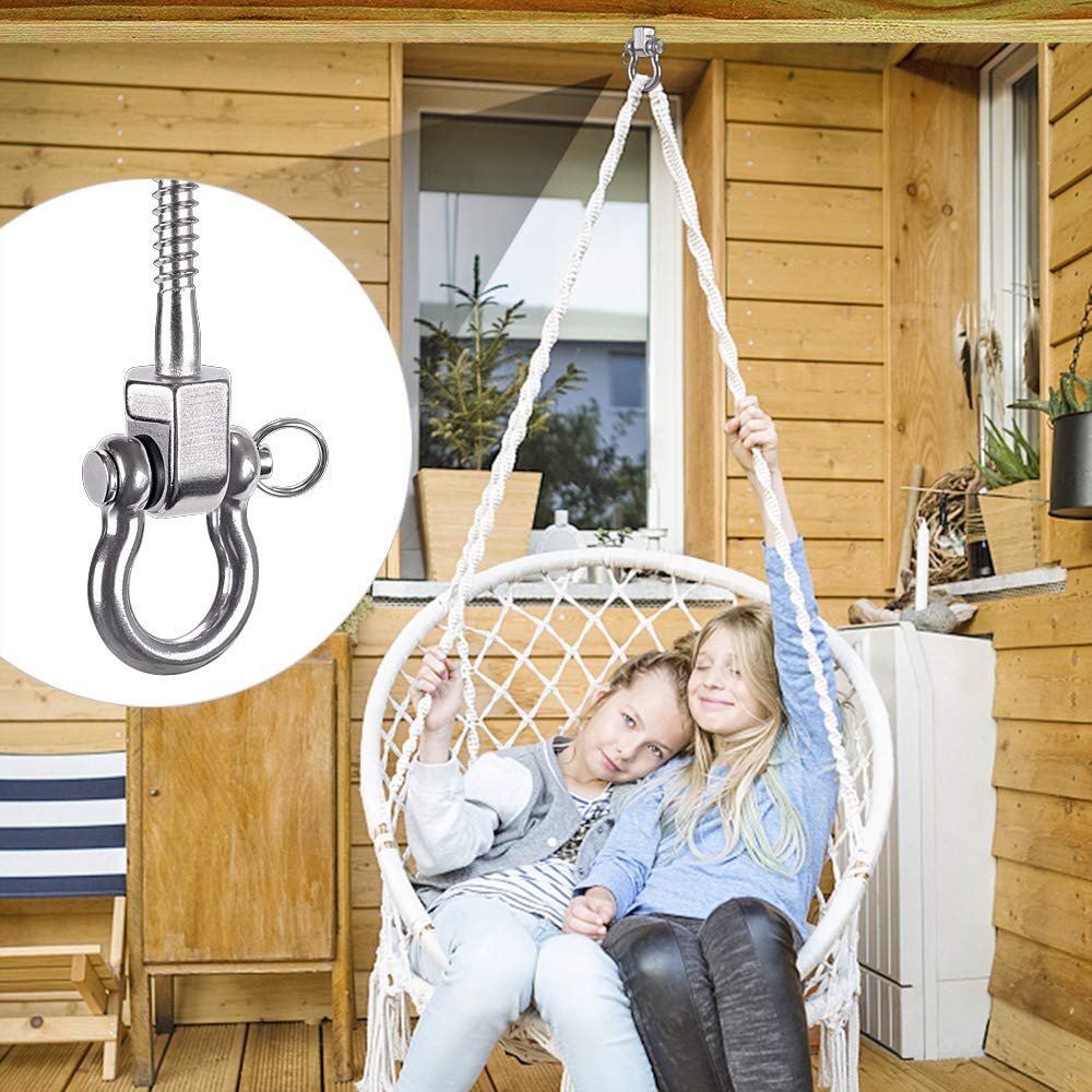 Heavy Duty Swing Hangers - 2 Pack Stainless Steel Screw Brackets for Hanging Chairs, Swings, Hammocks & Punching Bags - Indoor/Outdoor Use - 1800LB Weight Capacity - Perfect for Backyard, Patio, Garden & Home Gym Installation