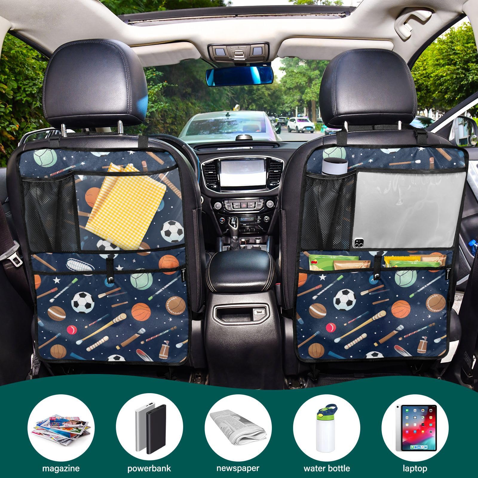 **Sinestour Waterproof Back Seat Protector for Cars - 2 Pack Kick Mats for Baseball, Soccer & Kids - Durable Seat Cover with Storage Pockets to Prevent Scratches & Dirt | Perfect for Family Road Trips, Pet Travel & Daily Commute**