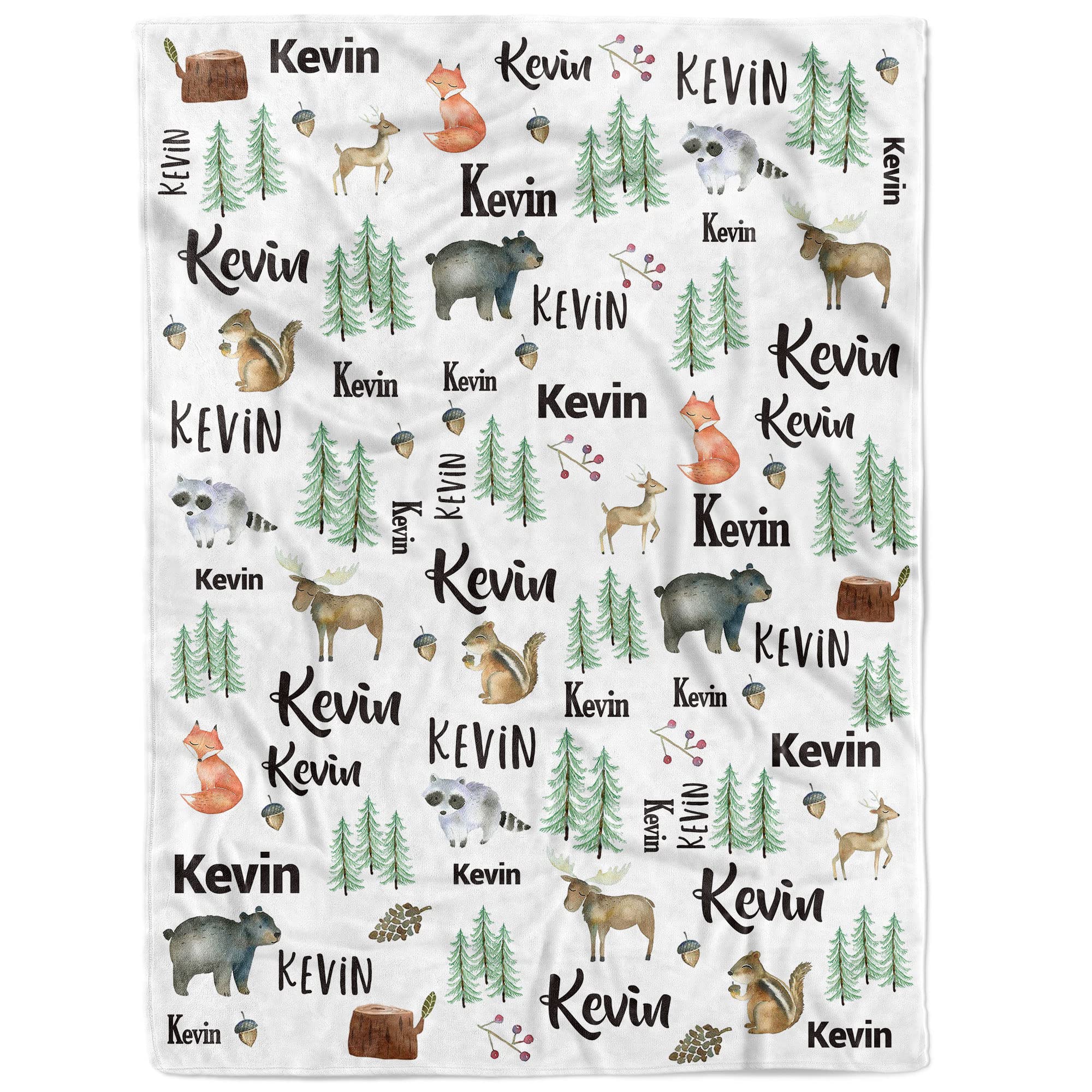 Personalized Woodland Baby Blankets for Boys - Custom Name Embroidered Fleece Blanket | Soft Newborn Gift for Baby Showers, Christenings & Nursery Decor