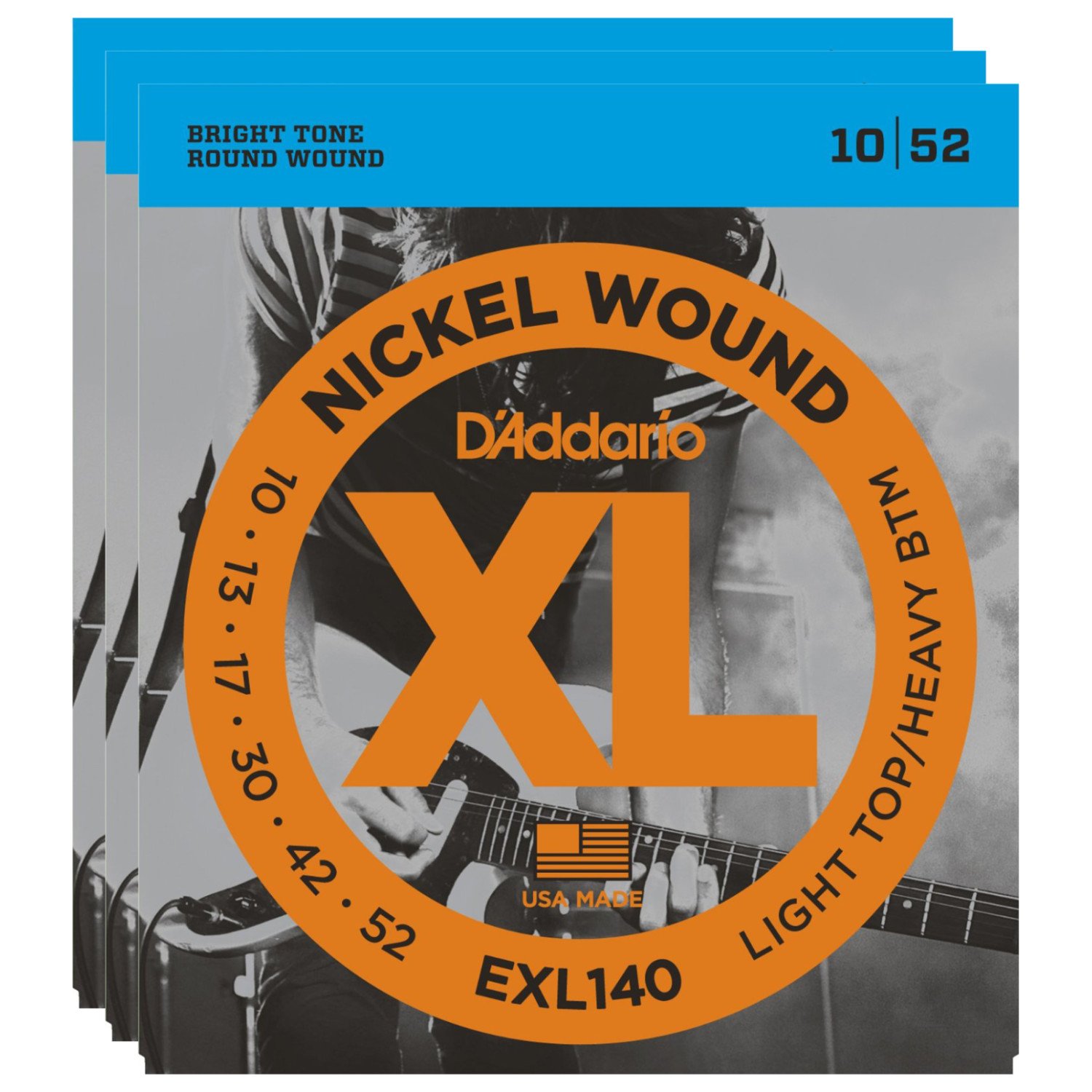 D'Addario EXL140 Nickel Wound Electric Guitar Strings 3-Pack - Light Top/Heavy Bottom Gauge for Rock & Metal - Perfect for Stage Performances & Studio Recording