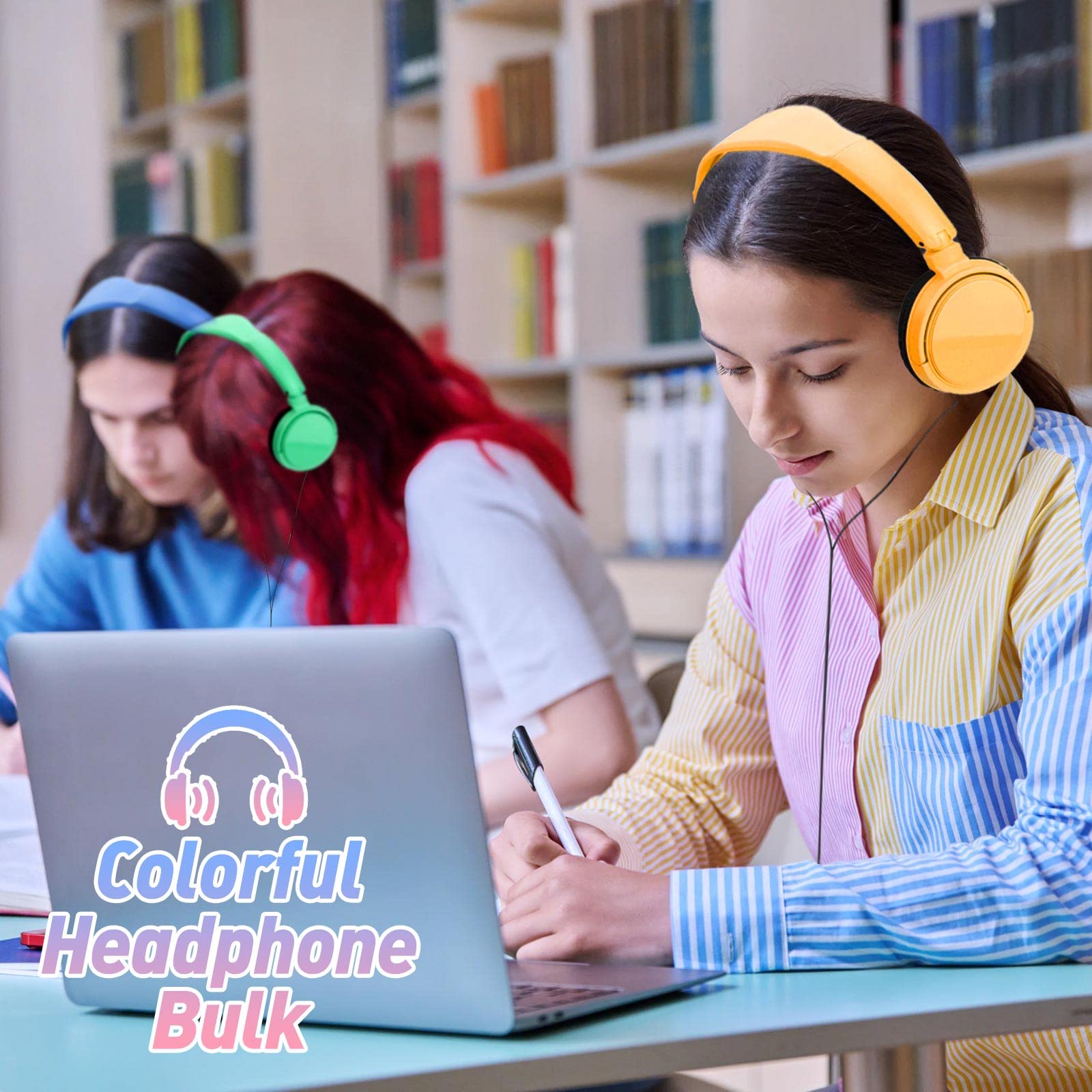 24 Pack Bulk Wired Headphones for Students & Adults - Multi-Colored Classroom Headphones Set for School, Online Learning & Christmas Gifts - Perfect for Classrooms, Libraries, Computer Labs & Distance Education