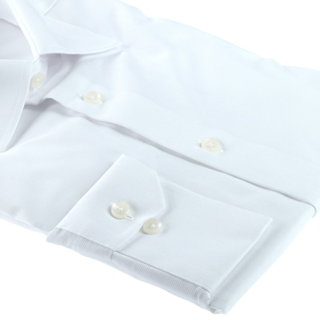 Henry Sartorial Men's Slim Fit Single Cuff Cotton Polyester Dress Shirt - White | Formal Office Wear & Business Attire