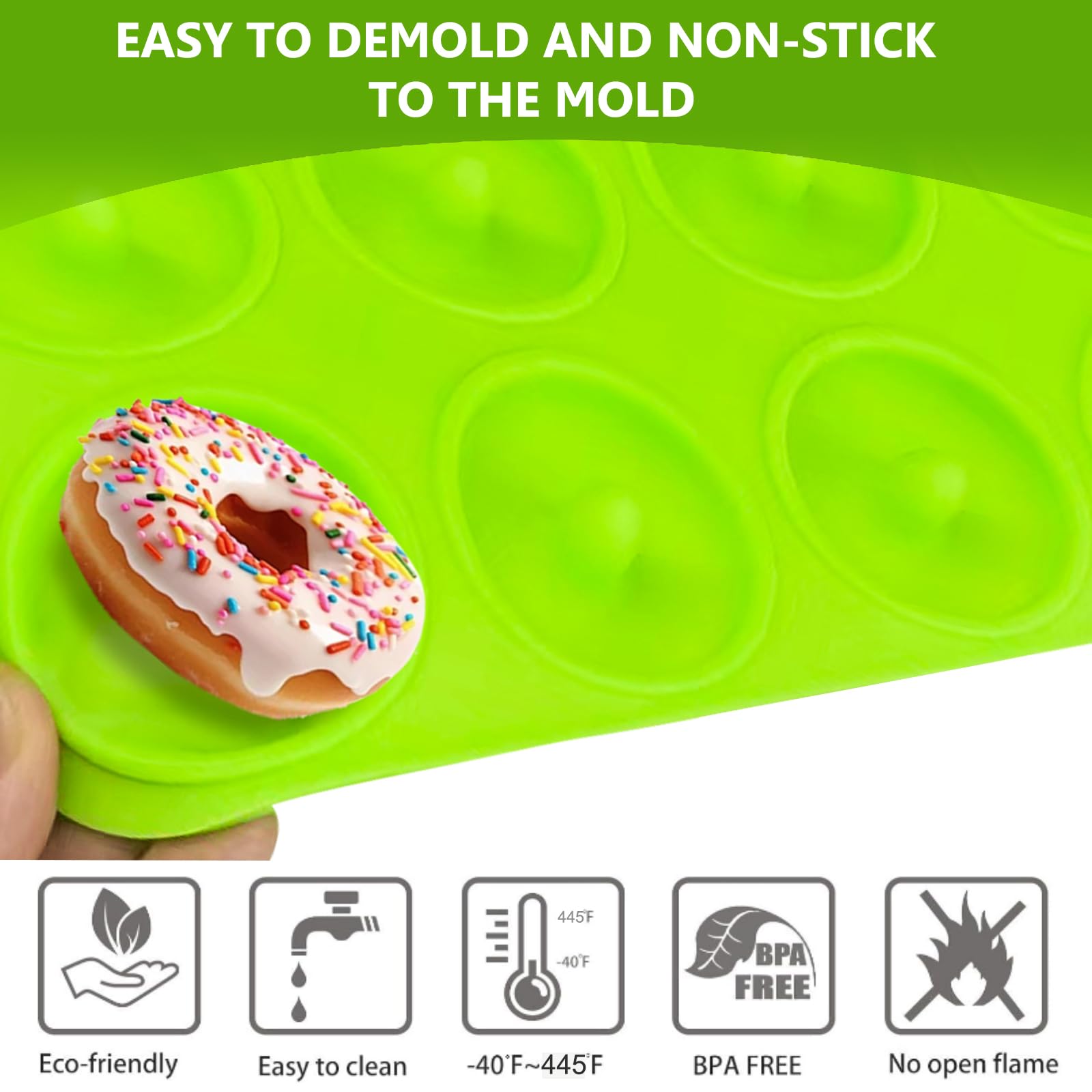 Premium Silicone Donut Molds for Baking - 24-Cavity Bite-Sized Mini Donut Pan, Heat-Resistant Non-Stick Silicone Baking Mold for Perfect Homemade Donuts, Cupcakes & Muffins - Easy to Clean & Dishwasher Safe - Ideal for Birthday Parties, Kids Snacks & Holiday Treats