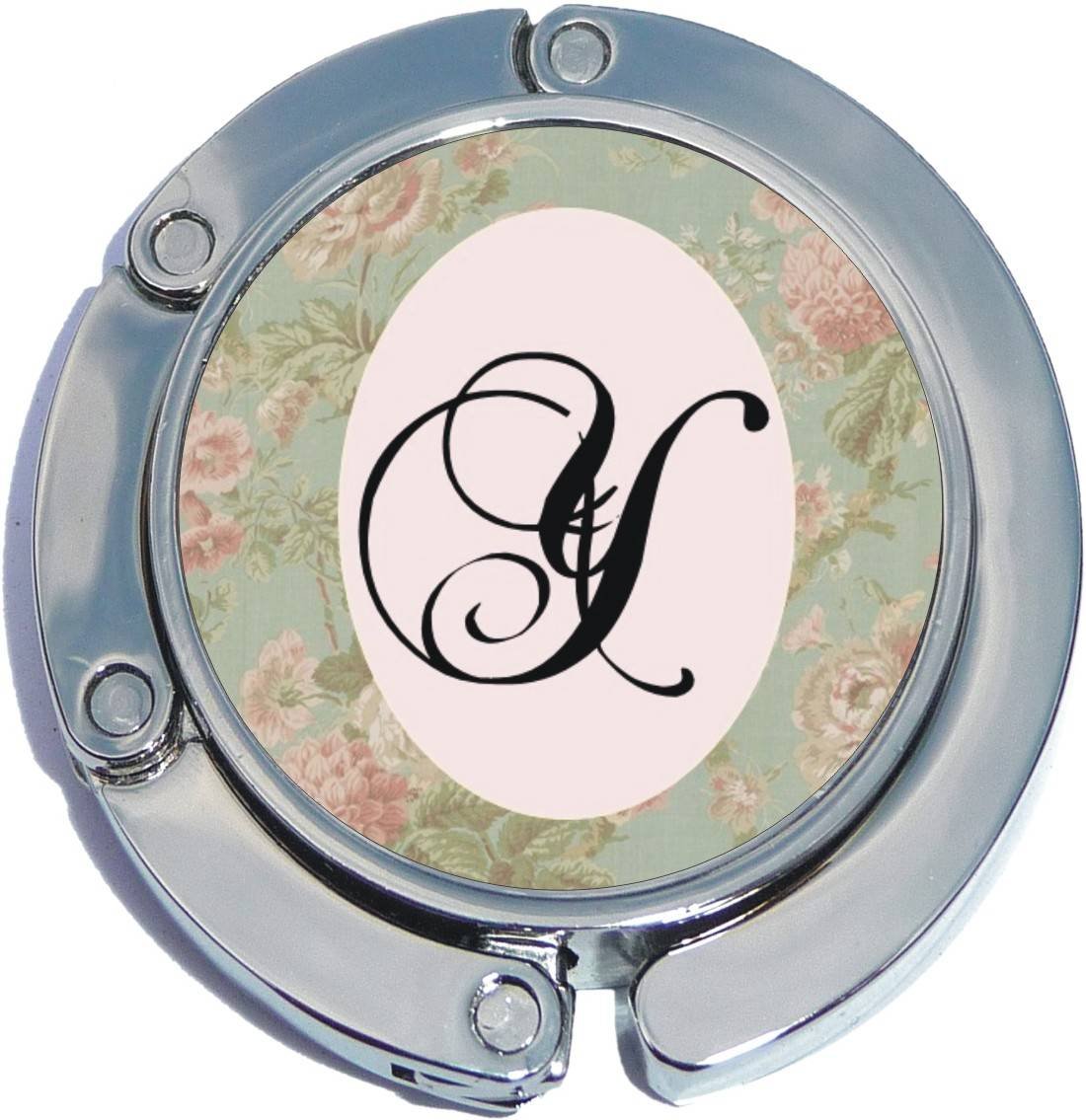 New Charms Pink Flower Letter Y Foldable Purse Hanger - Cute Handbag Hook for Restaurants, Shopping & Travel Accessories