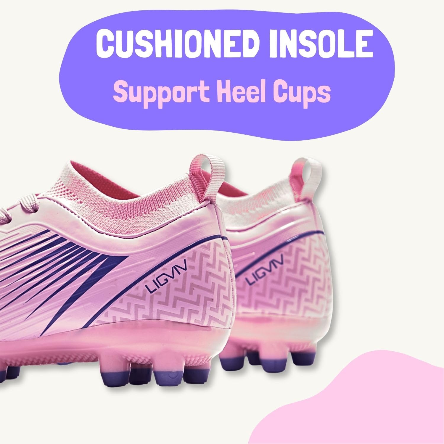 **Kids Soccer Cleats for Boys & Girls - Dynamic Collar Football Shoes for Firm Ground - Toddler, Little Kid & Big Kid Sizes - Perfect for Outdoor Matches & Training**