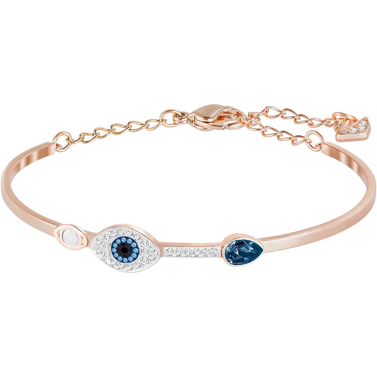 Swarovski Crystal Evil Eye Rose Gold-Plated Bangle Bracelet for Women - Elegant Protection Jewelry for Everyday Wear, Gifts & Special Occasions