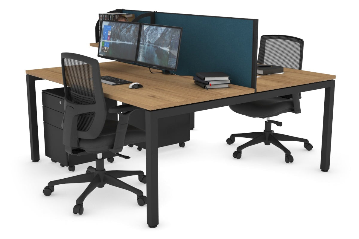 Quadro Square Legs 2 Person Office Workstation Desk - 1200L x 800W with Cable Management Scallop - Perfect for Shared Workspaces & Home Offices