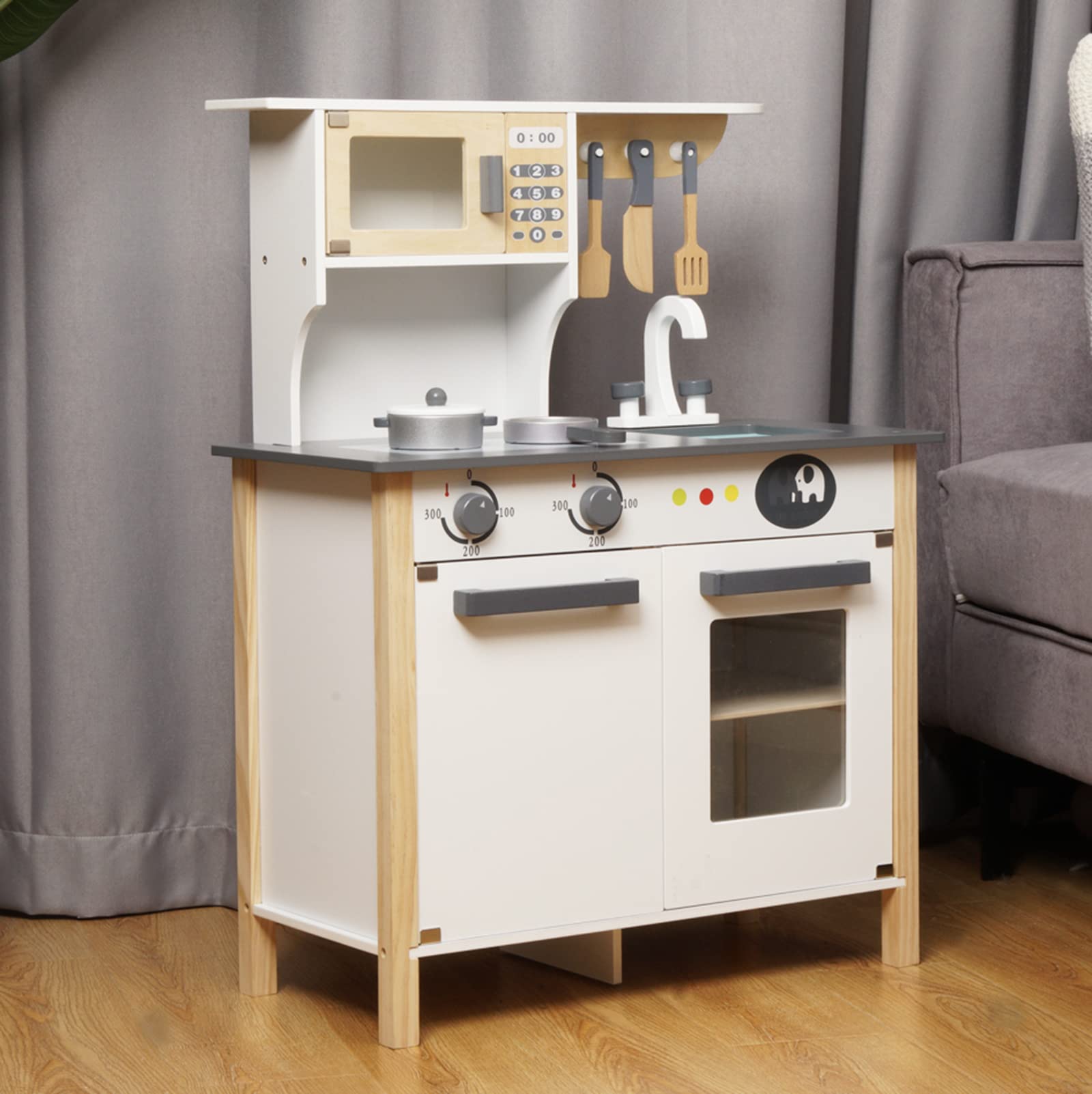 Wooden Play Kitchen for Kids - Pretend Cooking Playset with Accessories for Toddlers, Girls & Boys | Perfect for Imaginative Play, Role-Playing & Early Learning at Home or Preschool