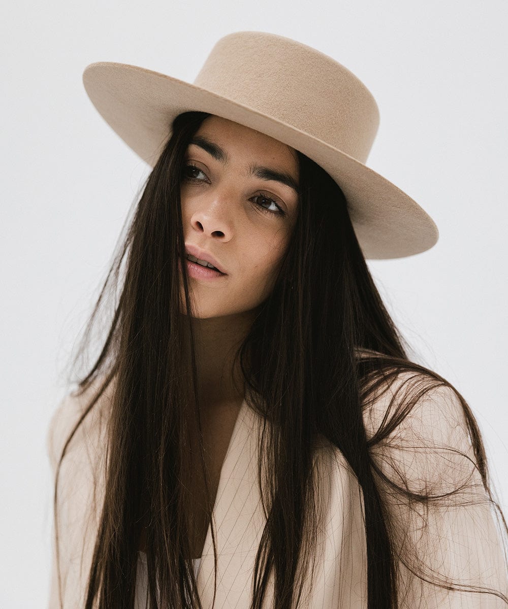 Stylish Tan Dahlia Boater Hat for Women - Perfect for Summer Outings, Beach Vacations & Outdoor Events