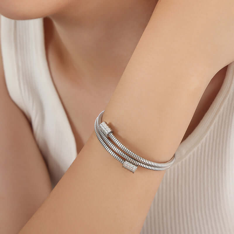 18K Gold Multi Layer Stackable Bangle Bracelet for Women - Elegant Arm Cuff Jewelry for Parties, Weddings & Everyday Wear | Z284