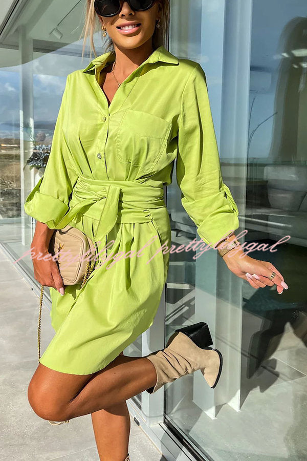 Sun Valley Tie Front Button Pocketed Shirt Mini Dress - Stylish Casual Summer Outfit for Women | Perfect for Beach, Brunch & Date Nights
