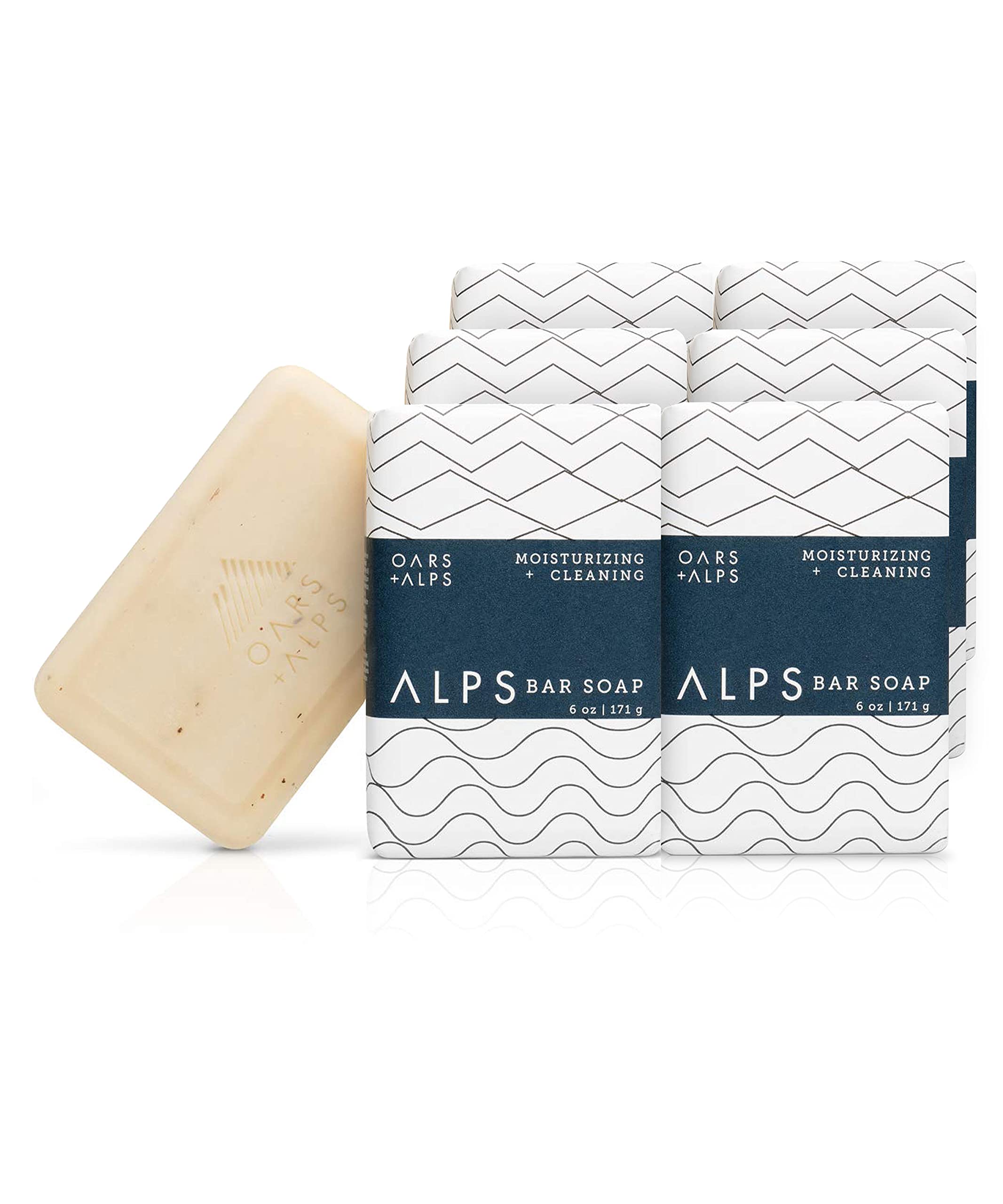 Oars + Alps Moisturizing Men's Bar Soap - 6 Pack (6 Oz Each) | Dermatologist Tested, Natural Ingredients, Travel Size | Perfect for Gym, Travel & Daily Skincare Routine