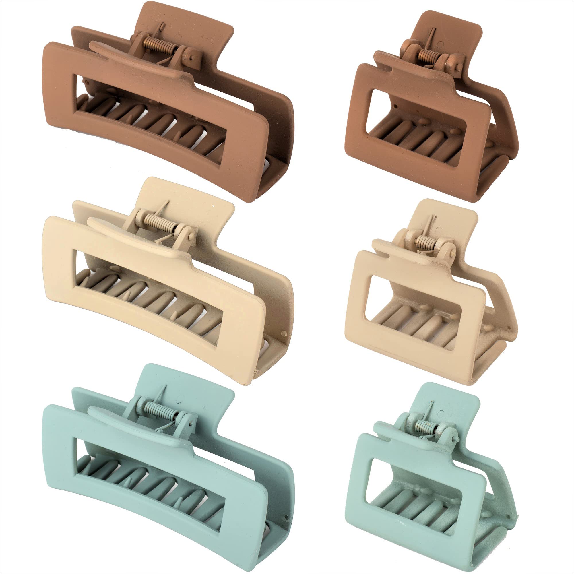 79Style Hair Clips for Women & Girls - 6Pcs Large & Medium Square & Banana Claw Clips for Thick Hair - Strong Hold Hair Styling Accessories - Ocean Blue - Perfect for School, Work, Parties & Everyday Use