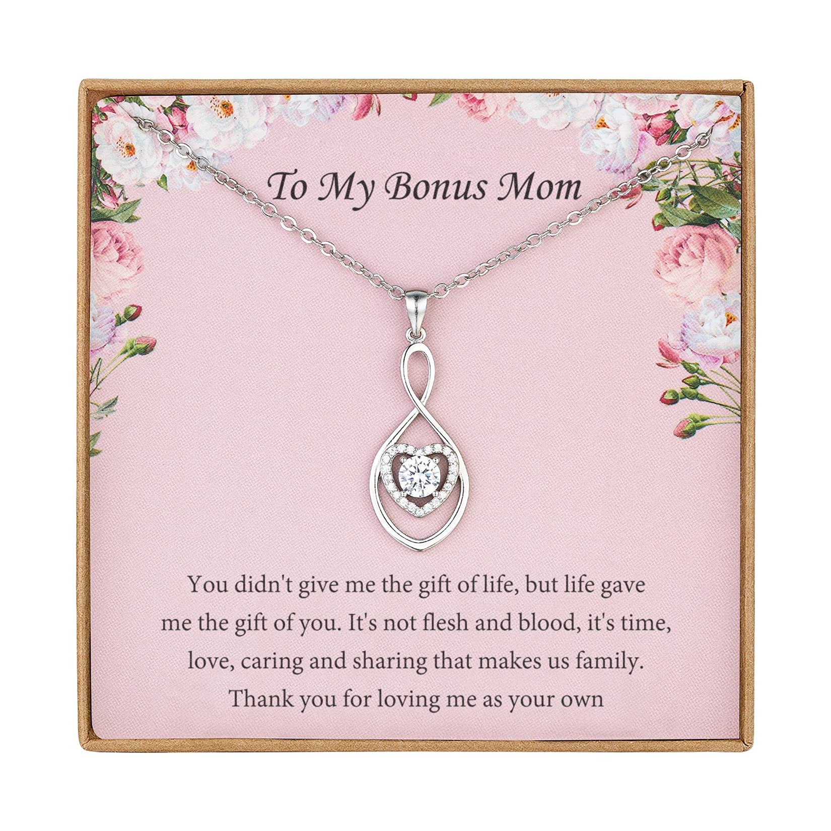 Vanjewnol Silver Infinity Heart Necklace - Elegant Gift for Mom, Mother-in-Law & Stepmother - Perfect for Weddings, Anniversaries & Special Occasions