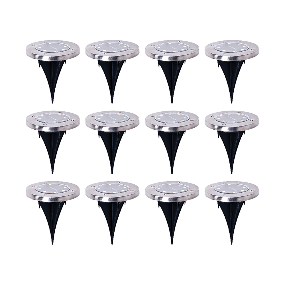 12 Pack Solar Powered LED In-Ground Lights - Waterproof Outdoor Landscape Lighting for Garden, Deck, Pathway, Driveway & Yard - Energy Efficient Solar Path Lights for Nighttime Safety & Ambience