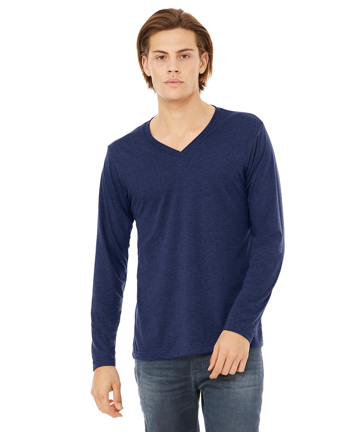 Bella + Canvas 3425 Unisex Jersey Long Sleeve V-Neck T-Shirt - Soft Cotton Comfort Fit for Men & Women - Perfect for Casual Wear, Layering & Everyday Outfits