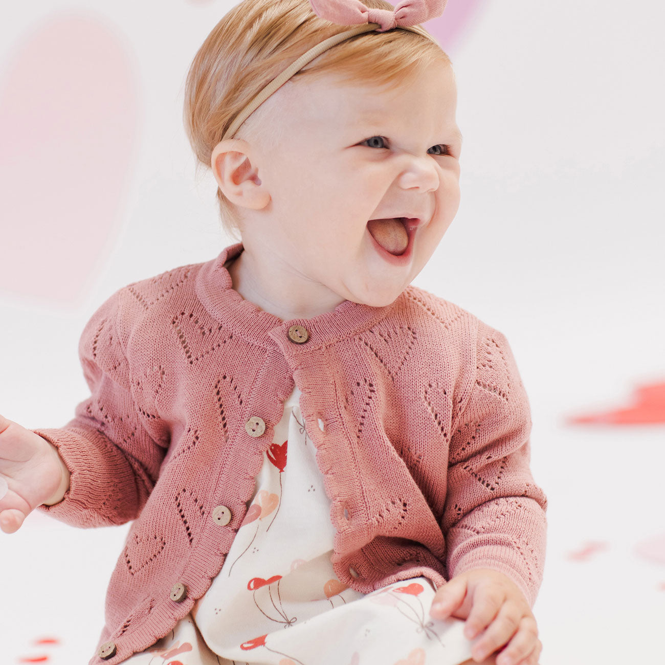 Elegant Flutter Sleeve Dress with Heart Balloons Print in Ivory - Perfect for Weddings, Parties & Special Occasions