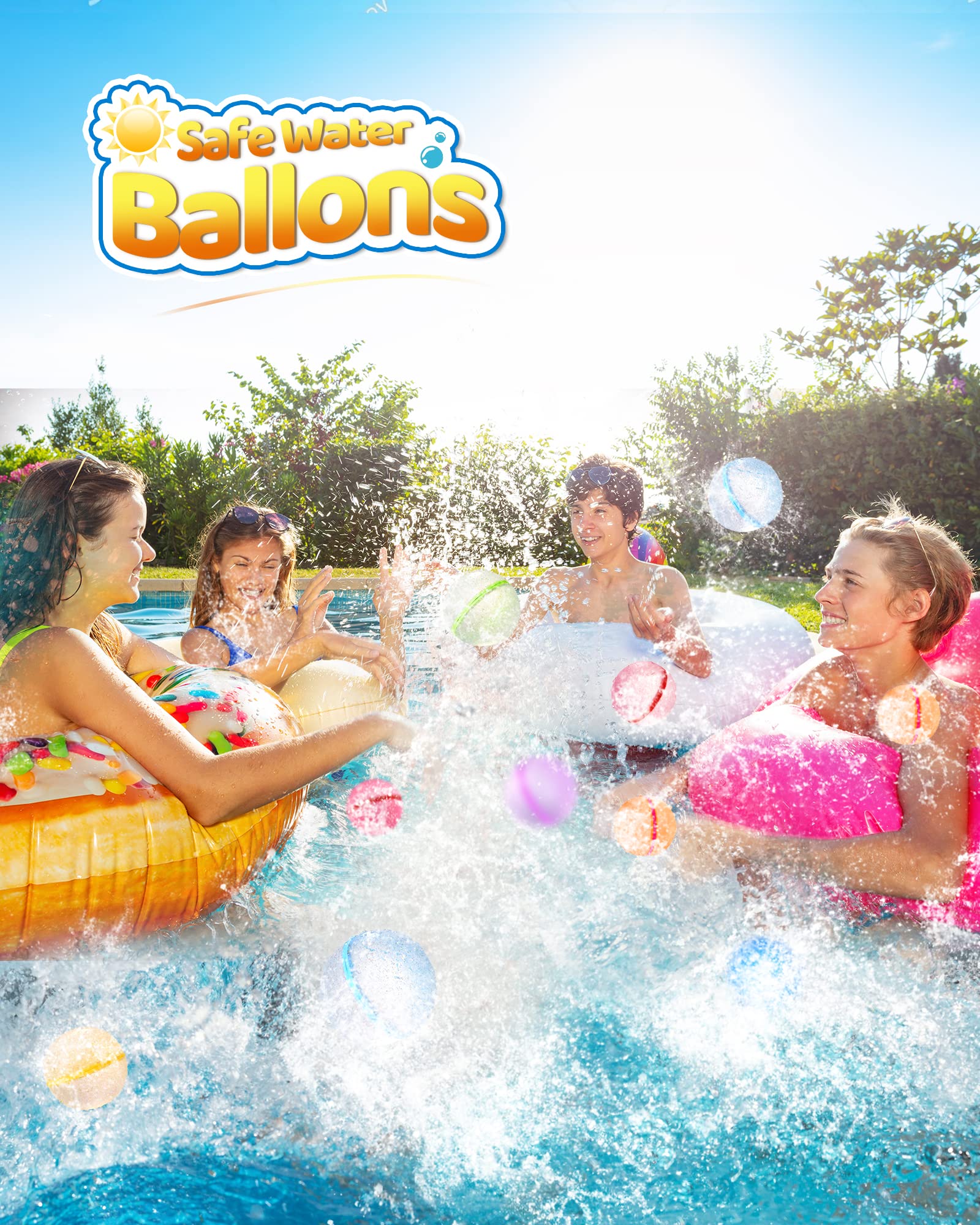 **8 Pack Reusable Magnetic Water Balloons - Self-Sealing Quick Fill Water Bombs for Kids Ages 3+ | Outdoor Summer Toys for Boys & Girls, Water Fights, Beach Parties, Pool Games & Backyard Fun**