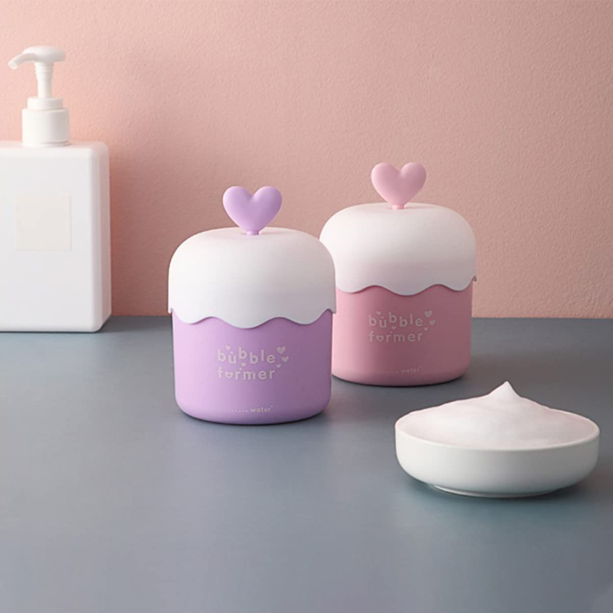 LALAFINA 3-Piece Push Beauty Bubble Maker Set - Facial Foam Cup, Face Wash Foamer, Skincare Foam Cleaner & Milk Frother - Hand Pressure PP Foam Whip Maker for DIY Skincare & Coffee Foam