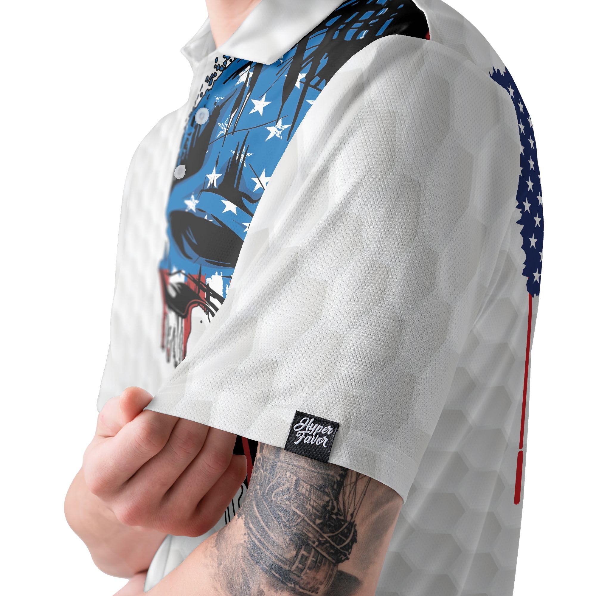 HYPERFAVOR Patriotic American Flag Golf Polo Shirts for Men - Short Sleeve Performance Golf Shirt - Perfect for Golf Tournaments, 4th of July & Patriotic Events